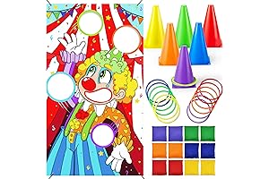 JOYIN 31-Piece Carnival Game Set for Kids: Ring Toss, Bean Bags, Cones...