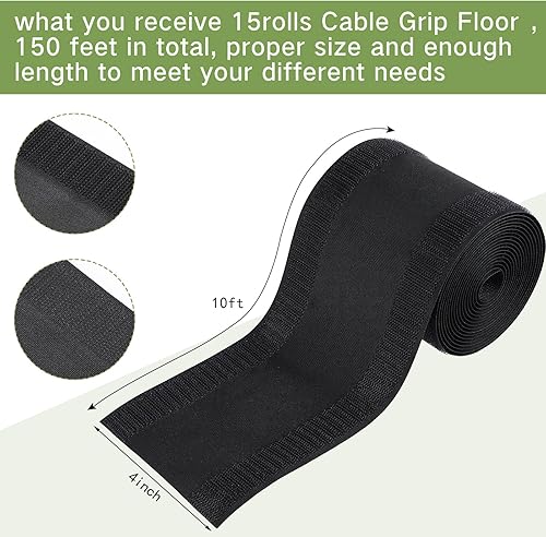 Miniatura 2 de WILLBOND Cable Grip - Cubierta para cables de piso, protector de cables para organización de cables solo para alfombras de oficina comercial (negro,