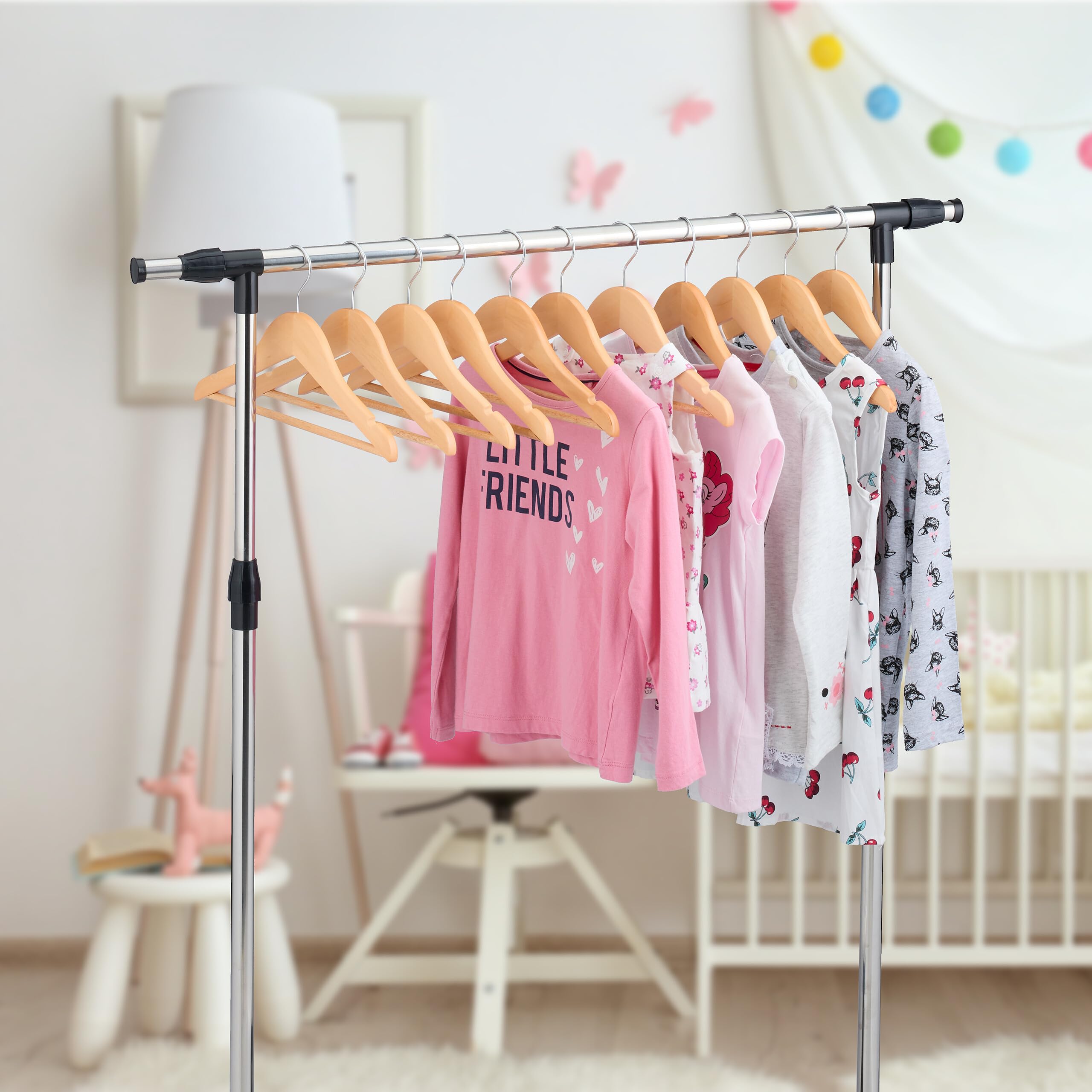 Relaxdays Kinderkleiderbügel, 20er Set, Holz Kleiderbügel, Baby und Kinder, drehbarer Haken, mit Steg & Kerben, natur