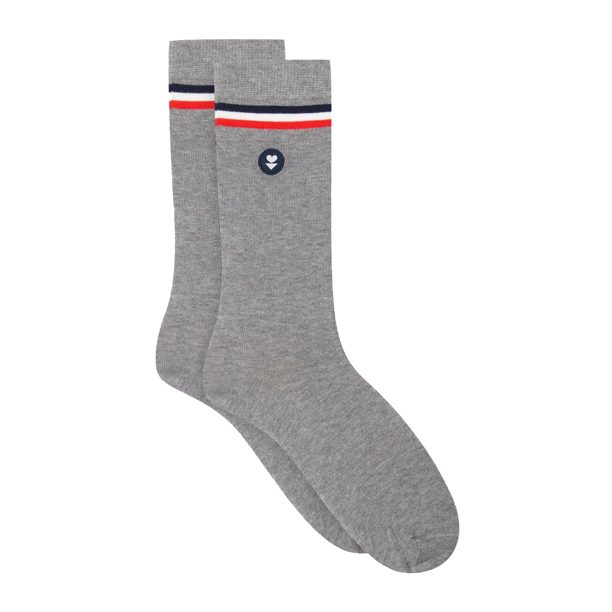 Le Slip Français Lucas Drapeau Gris Chiné Socks, Grey, 38