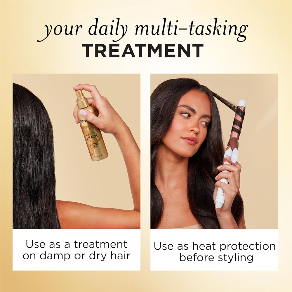 Pantene Miracle Rescue 10in1 Multitasking Spray - Heat Protection, Detangles, Repairs Damaged, Dry Hair, Improves Shine, Leave-In Conditioning Treatment with Keratin and Pro-Vitamin B5, 5.7 oz
