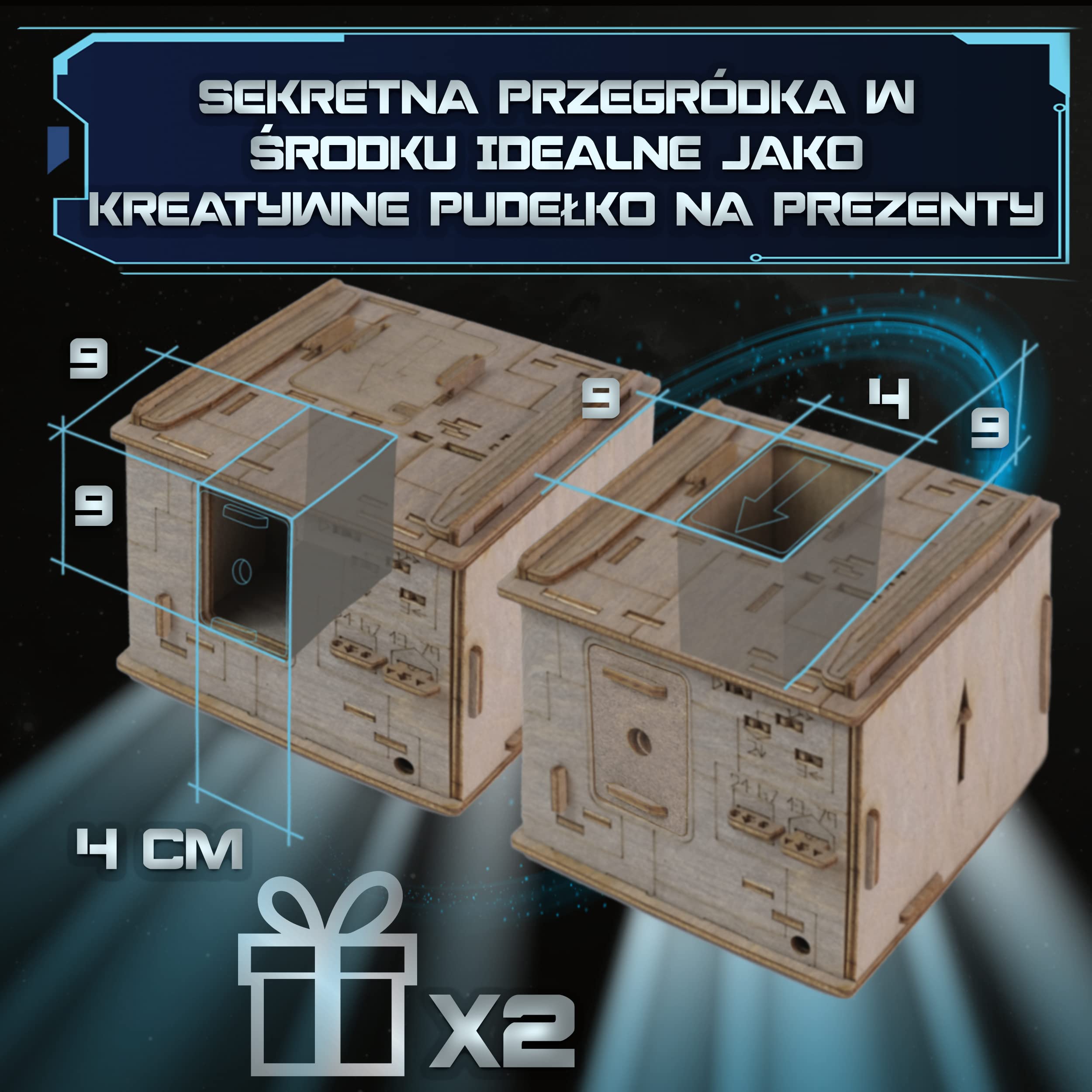 ESC WELT Space Box - Drewniane Pudełko Układanka z Brzozy dla Nastolatków - Zaawansowana Drewniana łamigłówka dla Przyjęcia Urodzinowego i Wieczoru Rodzinengo - 3D Drewniane Pudełko Układanka