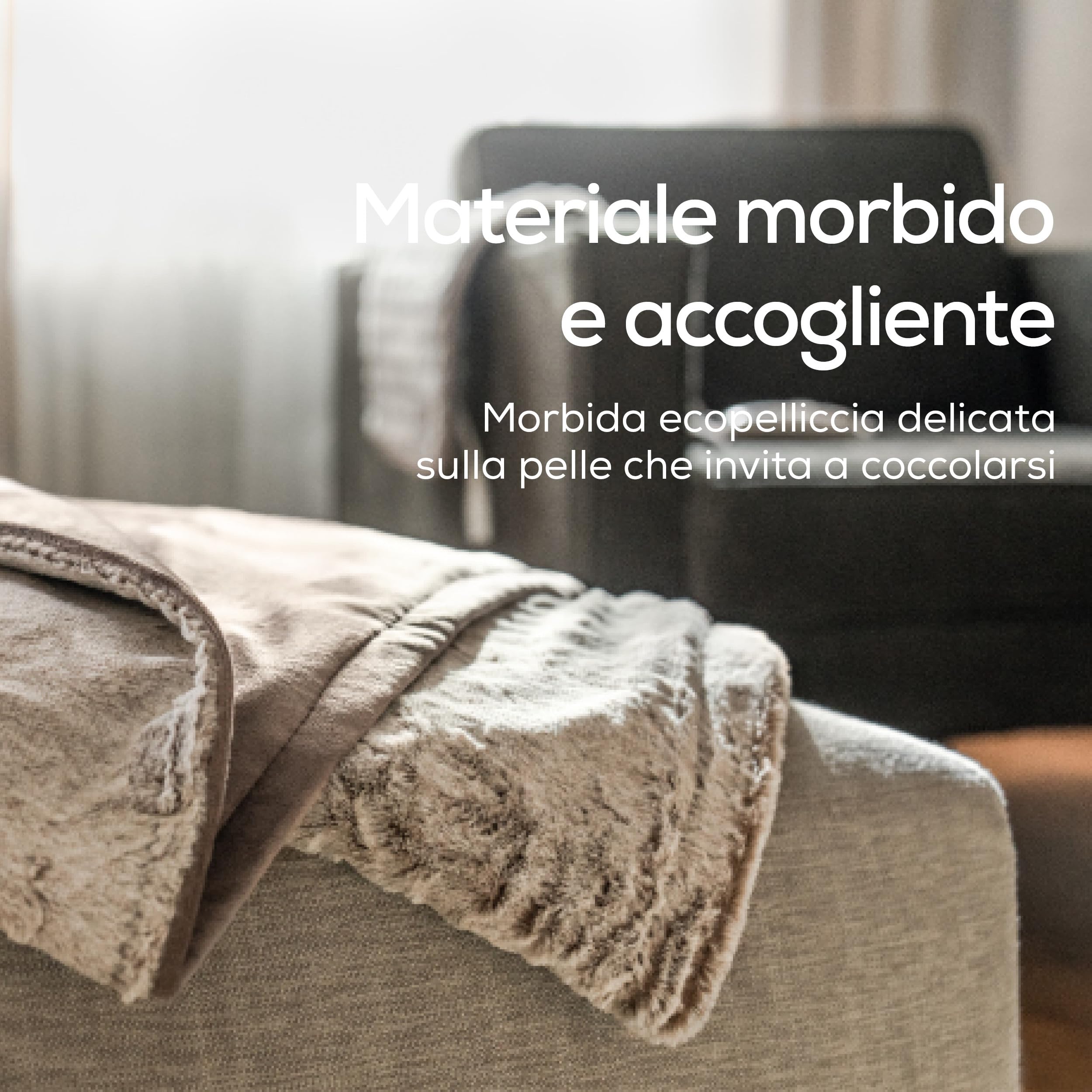 Beurer HD 75 Nordic Coperta elettrica, effetto pelliccia sintetica, con 6 livelli di temperatura, lavabile in lavatrice a 30 °C, coperta elettrica con spegnimento automatico, beige/marrone, 180x130 cm
