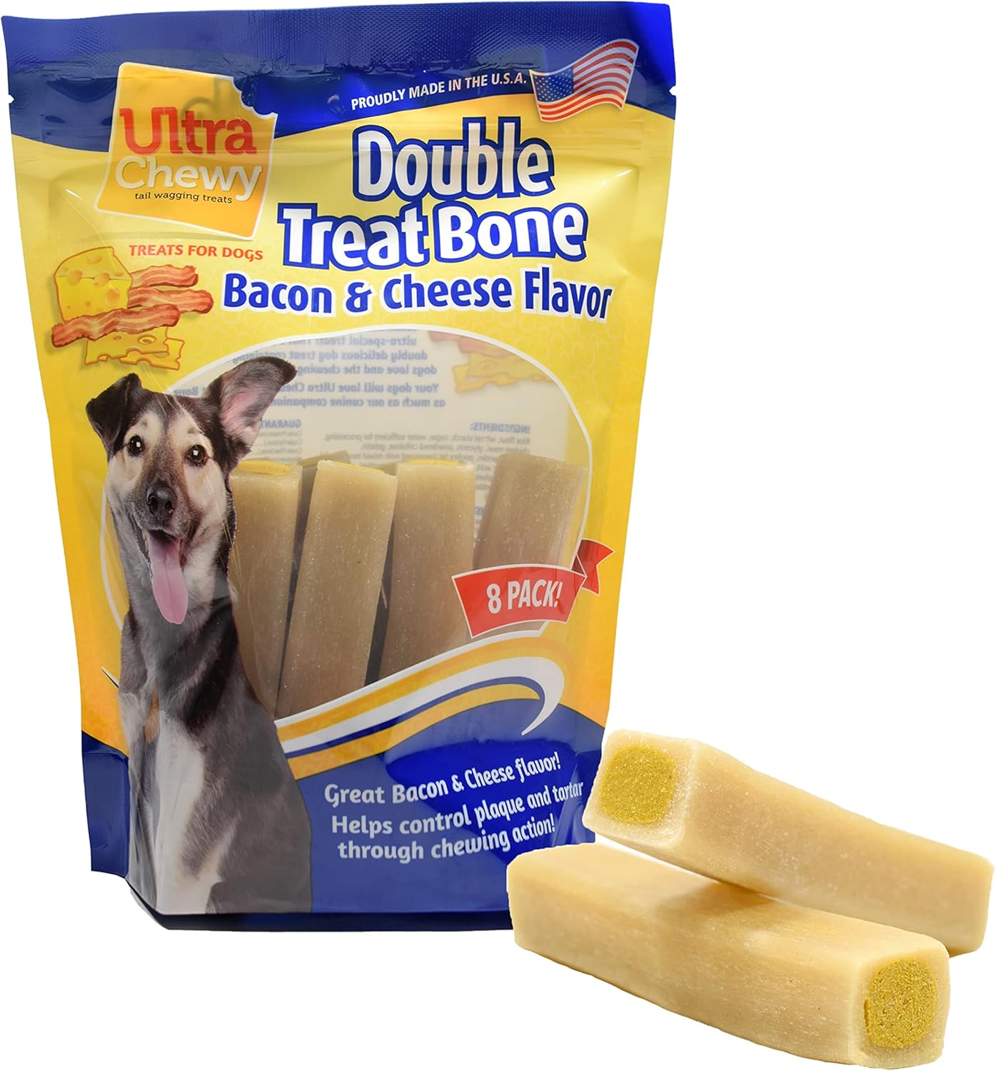 Ultra Chewy Double Treat Bones, Dog Treats, Made in The