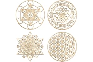 4 Pieces 12 Inch Flower of Life Crystal Grid Board Sacred Geometric Wall Art Set
