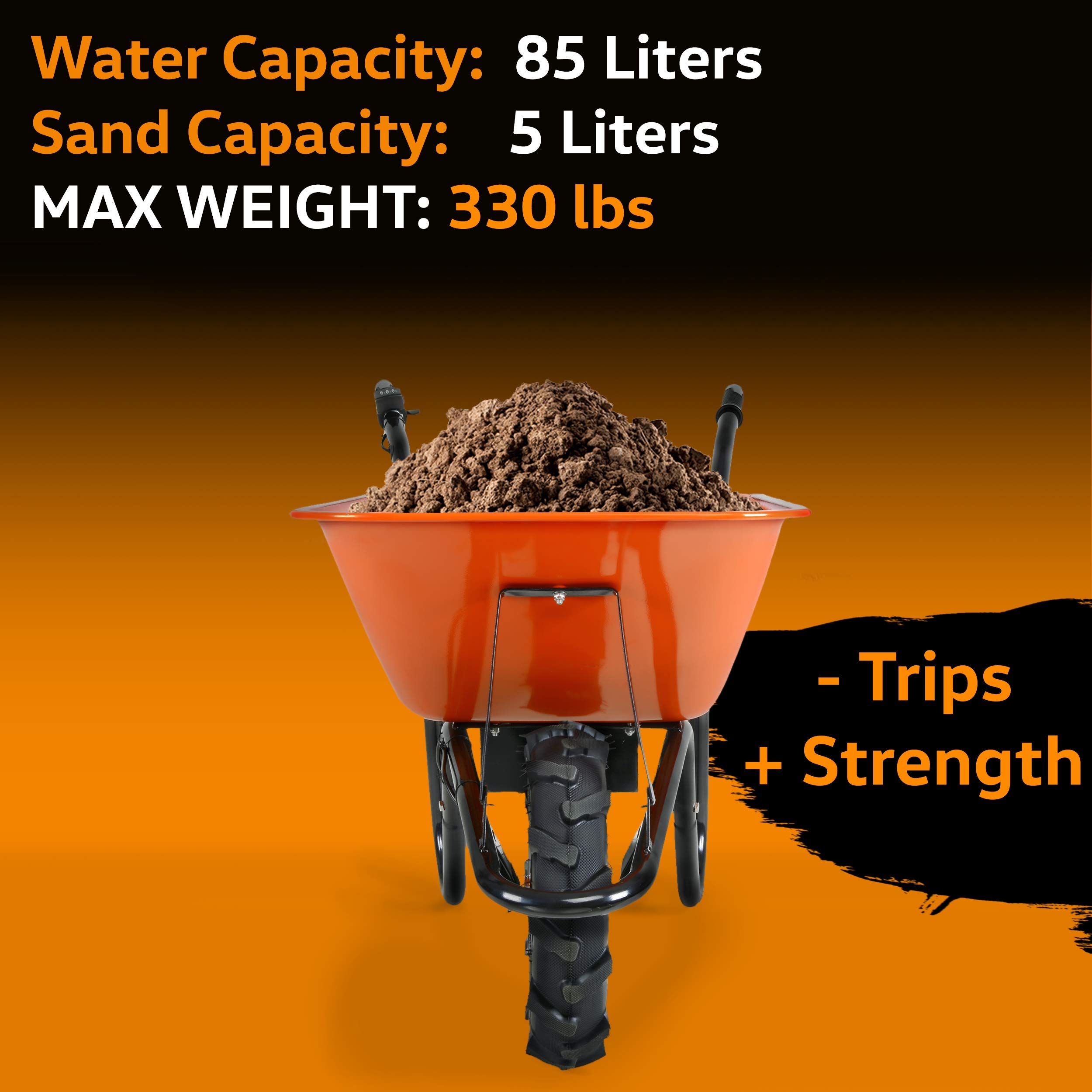 SuperHandy Wheelbarrow Electric Powered Utility Cart 24V 12Ah 500W 330LBS (150kgs) Capacity