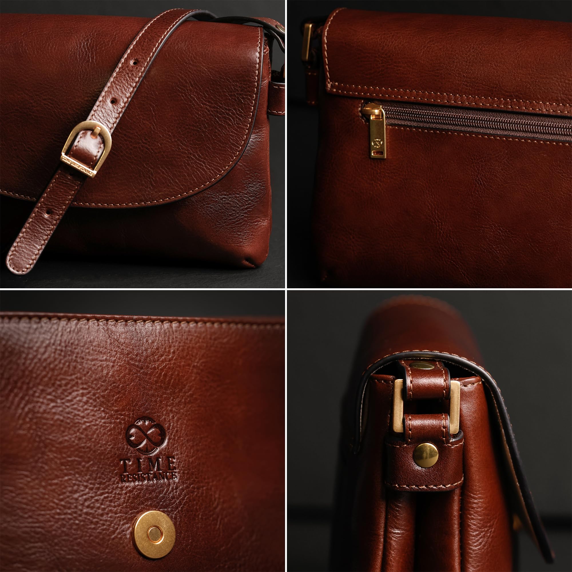 Time Resistance Borsa a tracolla in pelle - Borsa in pelle per donna
