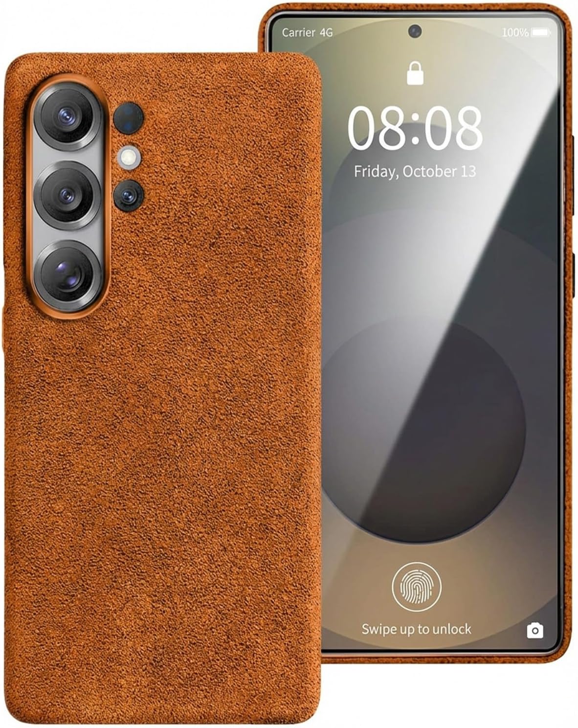 Microfiber Suede Magnetic Case for Samsung Galaxy S26 Ultra/S26/S26 Plus, Compatible with MagSafe, Metal Camera Bezel, Metal Buttons, Slim Full-Cover Grip, Soft Lining(Orange,S26+)