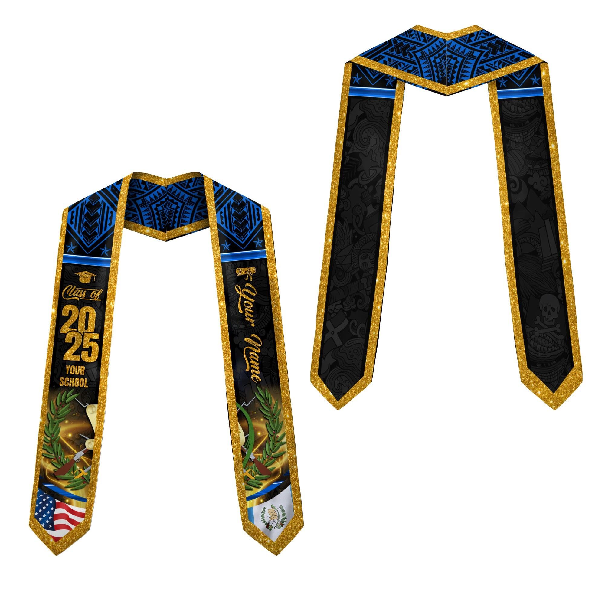 MonkeyVan Personalized Graduation Stole for Guatemalan Senior, Guatemala Flag Graduation Sash Class of 2025 Grad Gifts S54