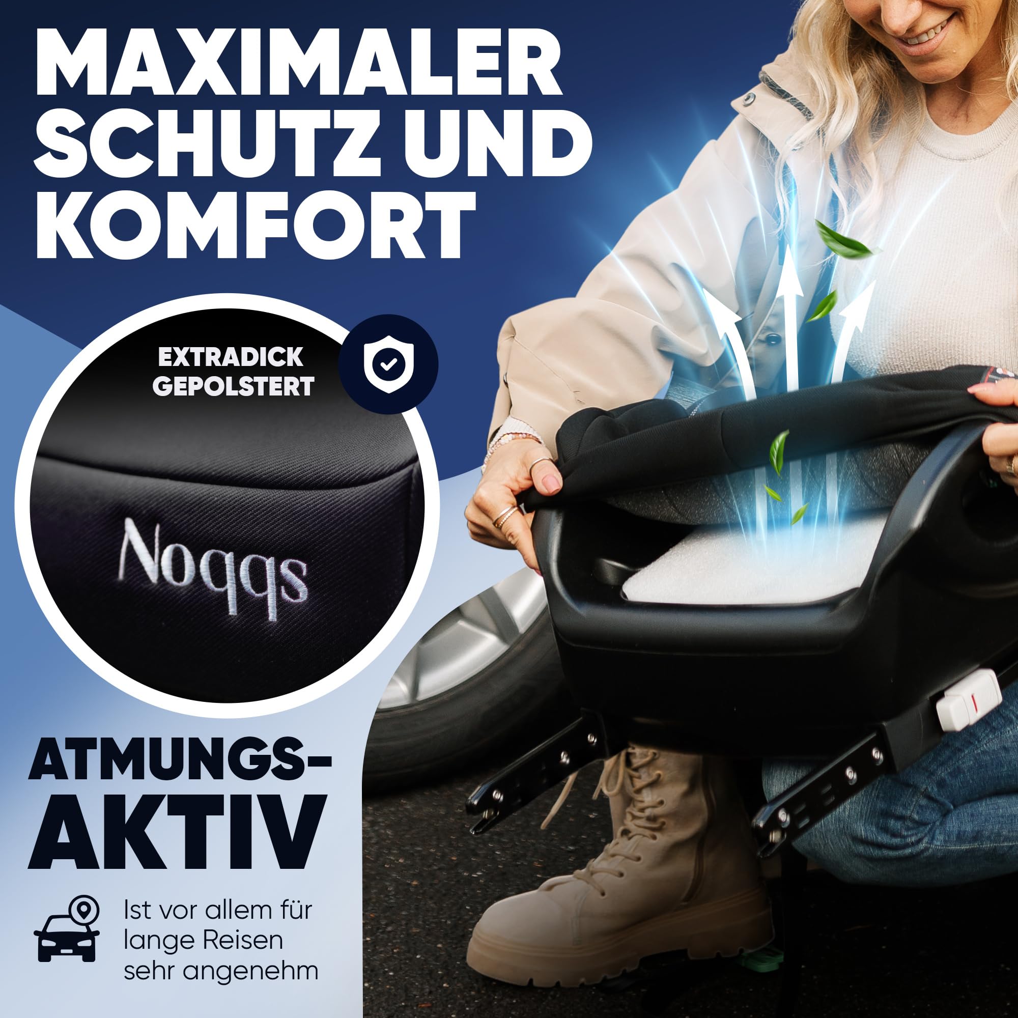 Rehausseur de siège auto de qualité supérieure avec ISOFIX - Excellent avec très bon (1,1) - ECE R129 i-Size 125-150 cm - Extra large et rembourré - Avec rembourrage de ceinture et