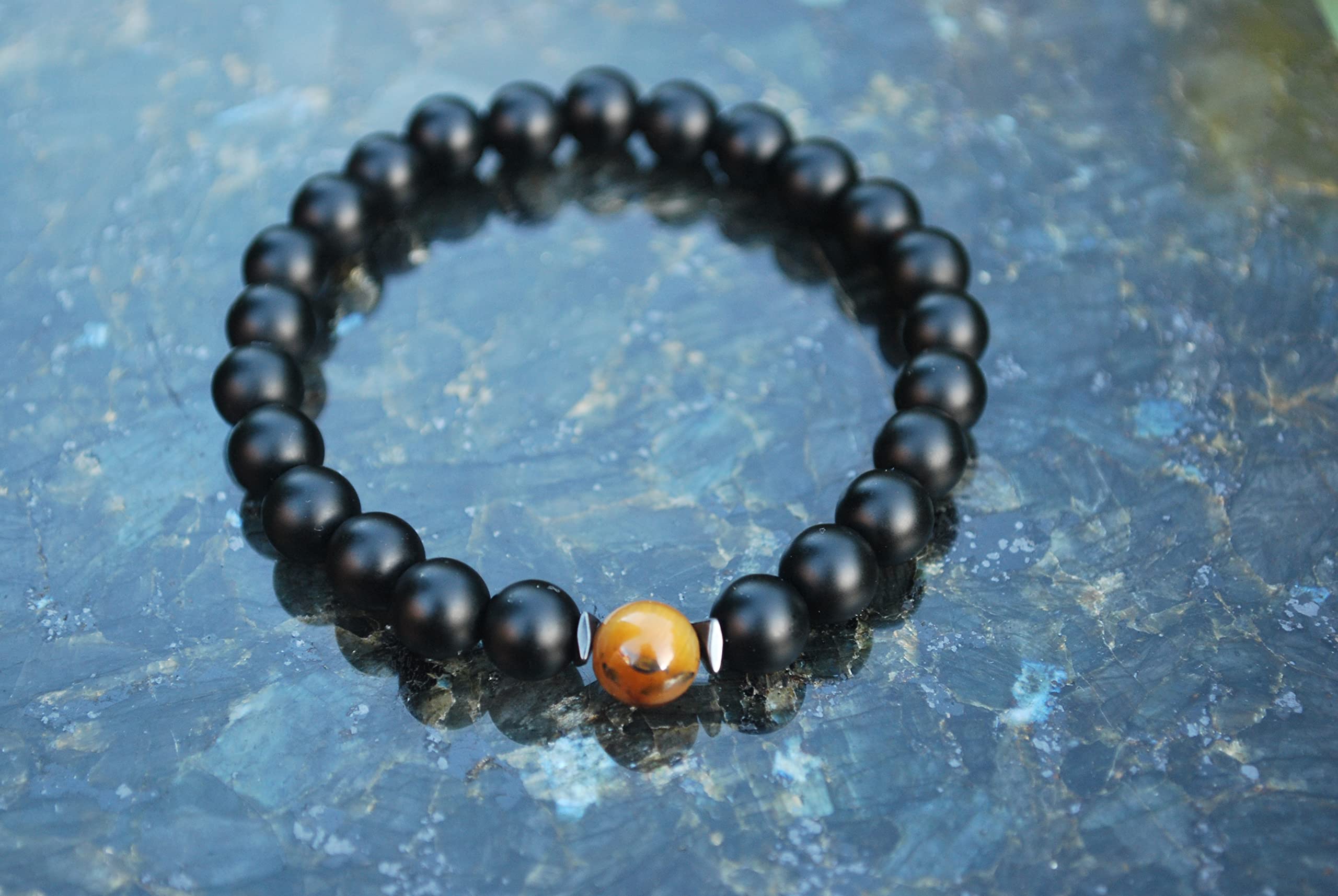 Armband Set | Tigerauge Onyx | Naturstein Perlenarmbänder | Freunschaftsarmband Partnerarmband
