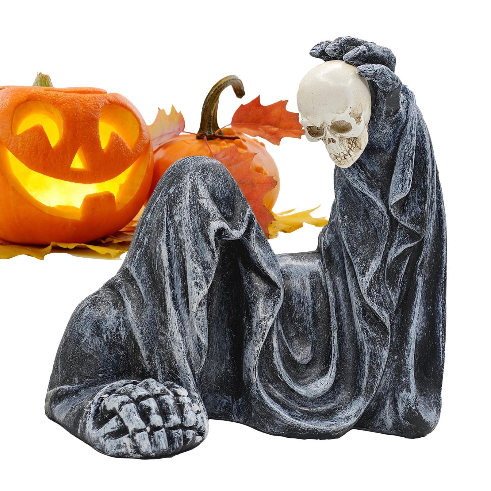 Fantôme d'Halloween en résine : statue gothique durable pour jardin et maison