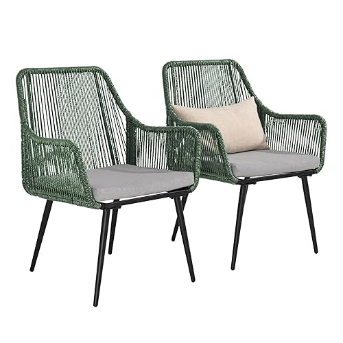 Patio Dining Chairs, Outdoor Dining Chairs with Armrest & Cushion