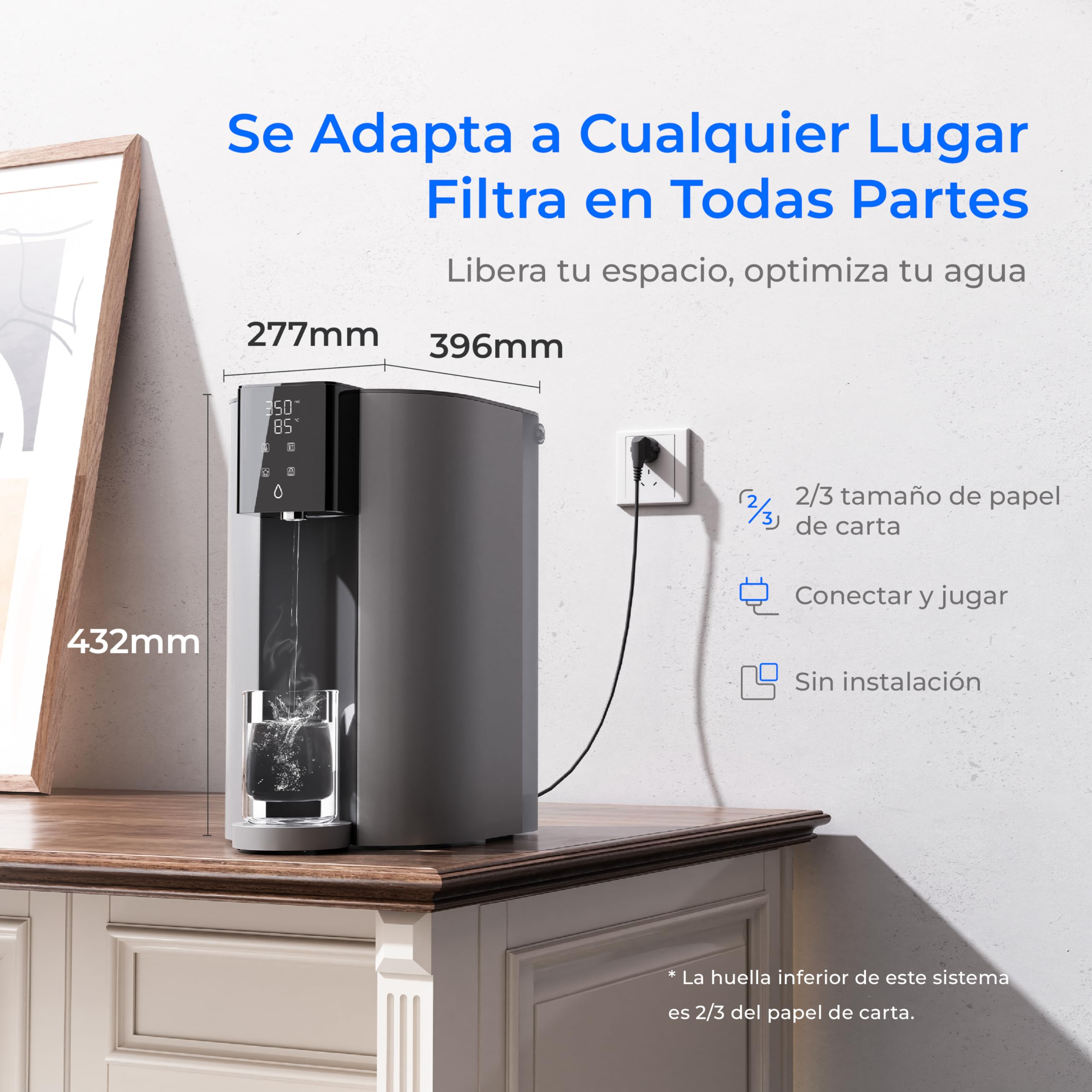Waterdrop CoreRO Encimera Osmosis Inversa Sistema,Caliente Instantáneo Dispensador de Agua,5 Opciones de Temperatura,RO de Encimera C1H de 6 Etapas,3:1 Puro para Drenar,WD-C1H | Reduce PFAS, Sin Instalación, Relación 3:1 Pura/Descarga, Certificado NSF/ANS