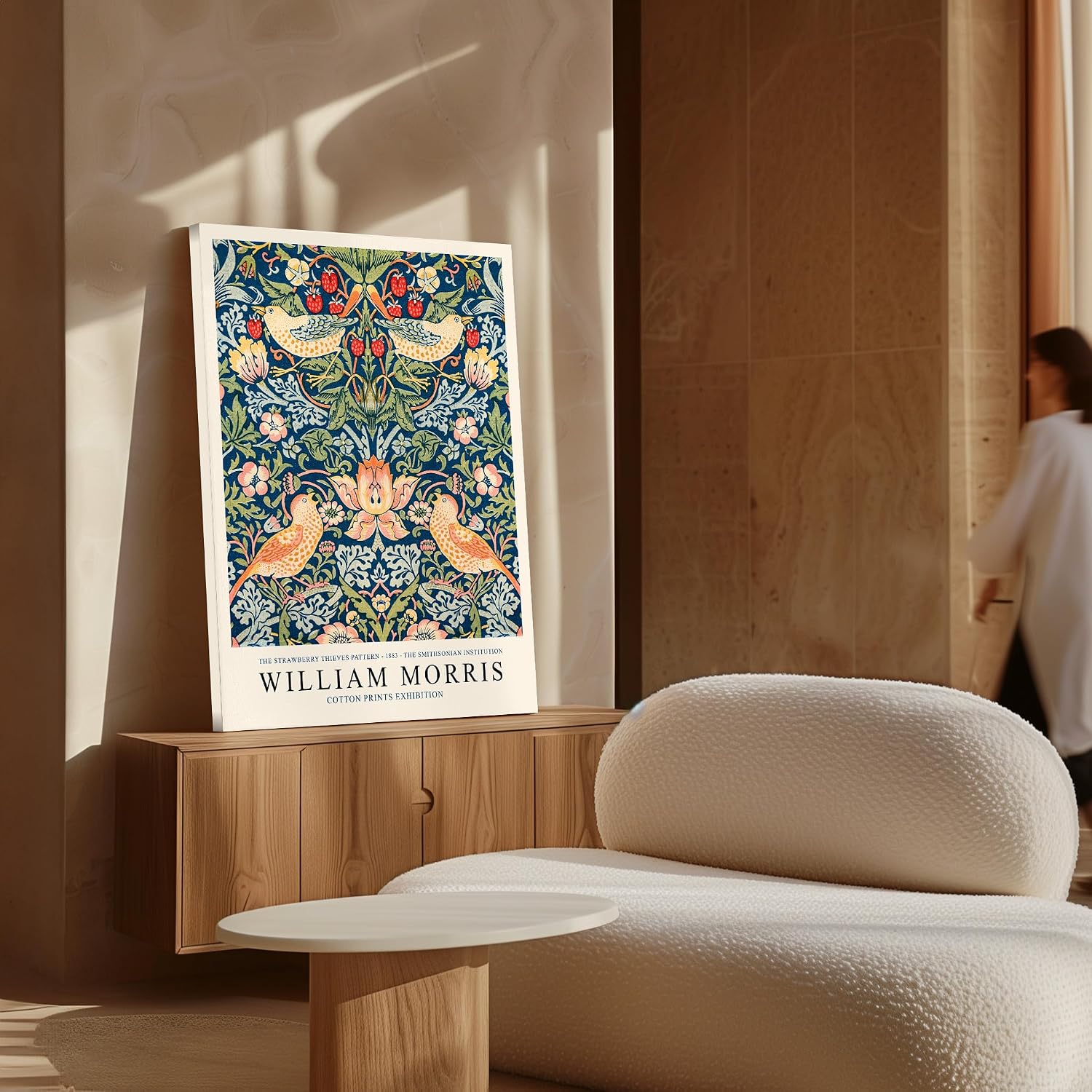 Poster Master William Morris Canvas - Retro Strawberry Thief Print - Flower Art - Textile Pattern Art - Gift for Men & Women - Floral Decor for Living Room or Bedroom - 8x10 STRETCHED Canvas
