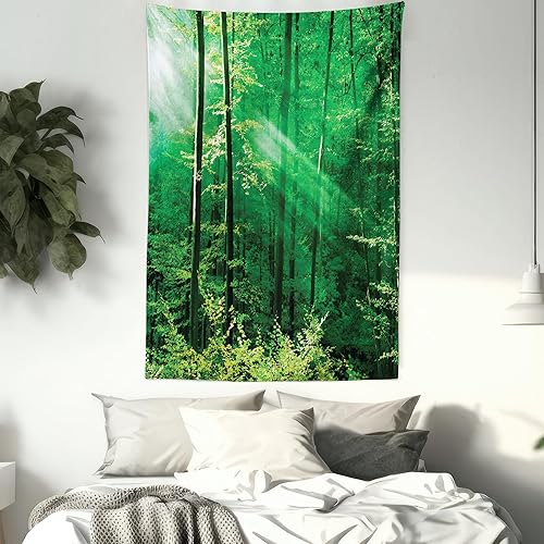 Miniatura 227 de Ambesonne Tapiz gótico, patio con hiedra encantada en la puerta antigua al bosque, colgante de pared ancho para dormitorio, sala de estar, 2-Verde