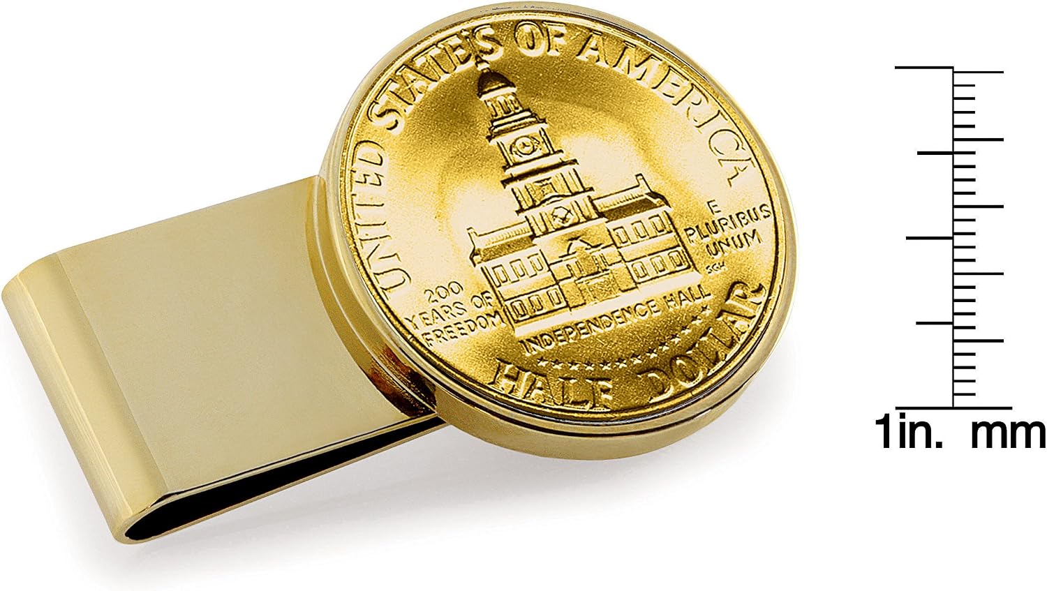 Gold-Layered JFK Bicentennial Half Dollar Stainless Steel Coin Money Clip