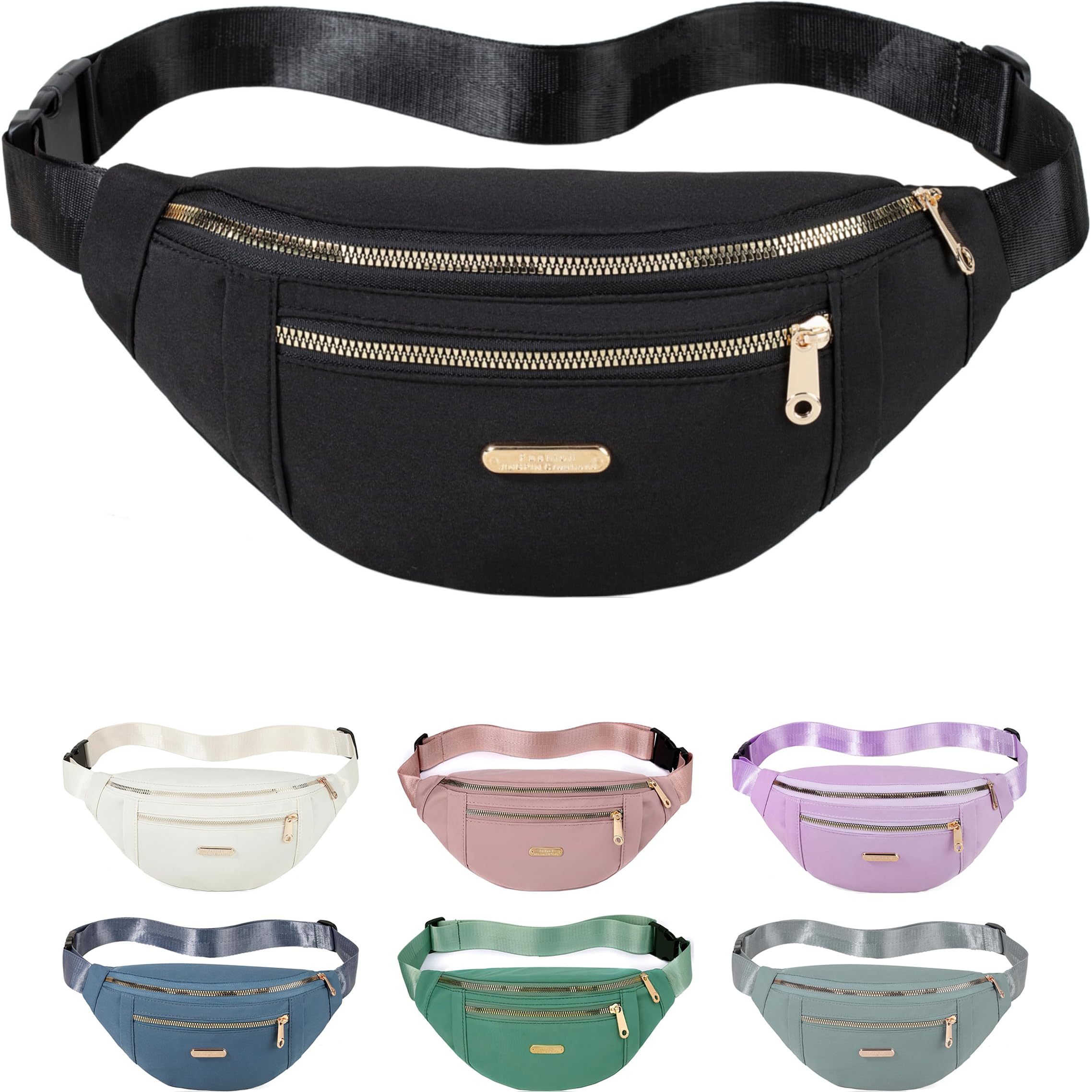 Fanny Pack Waist Pack for Women, Waterproof Waist Bag for Running Sports Travel - Black