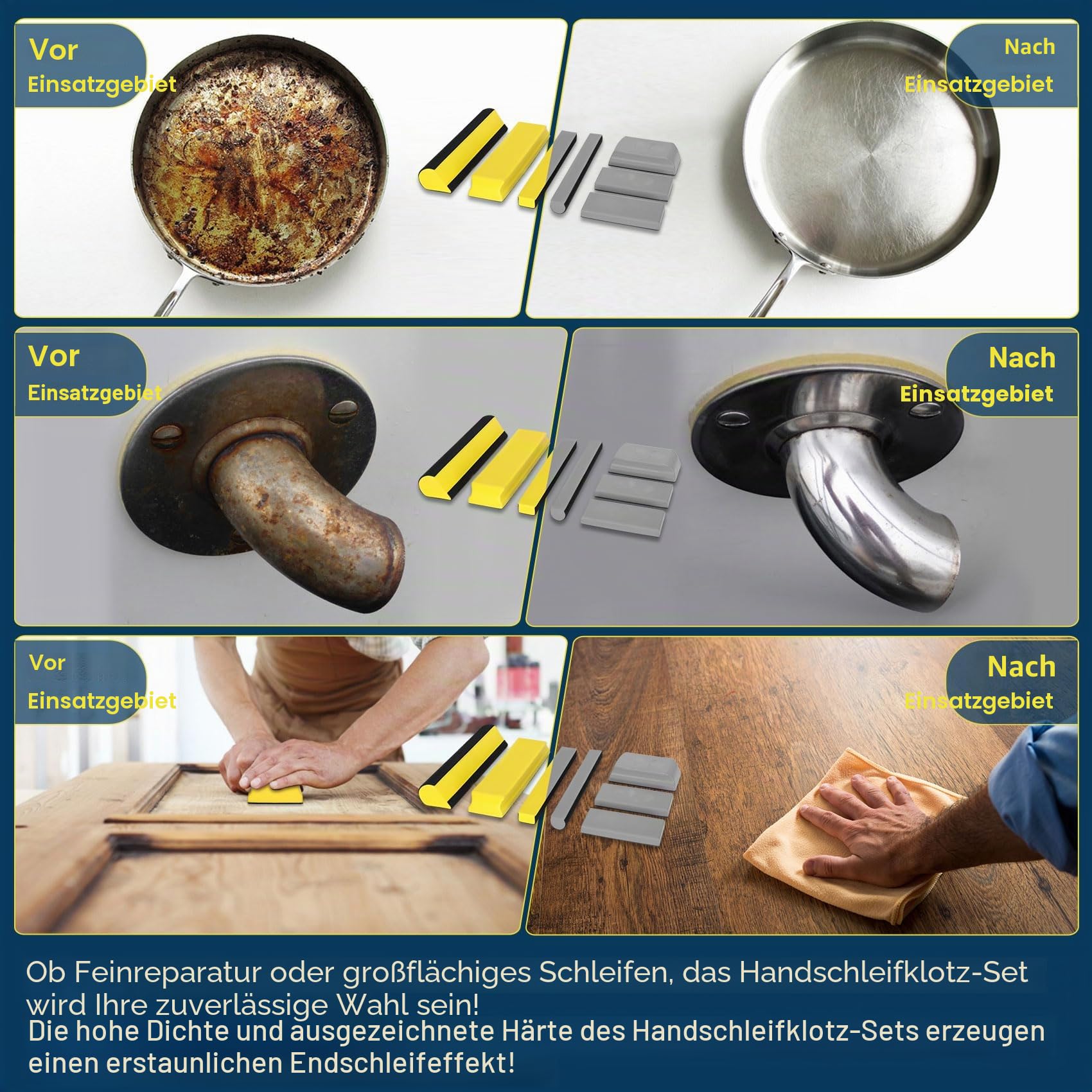 Schleifblöcke für Karosserie, Karosserie-Schleifblock, Handschleifklotz-Set, 7-teilig, Schleifblöcke, Karosserie ersetzt Schleifblock, geeignet für Holzbearbeitung, Karosserie und Handwerk, Polieren