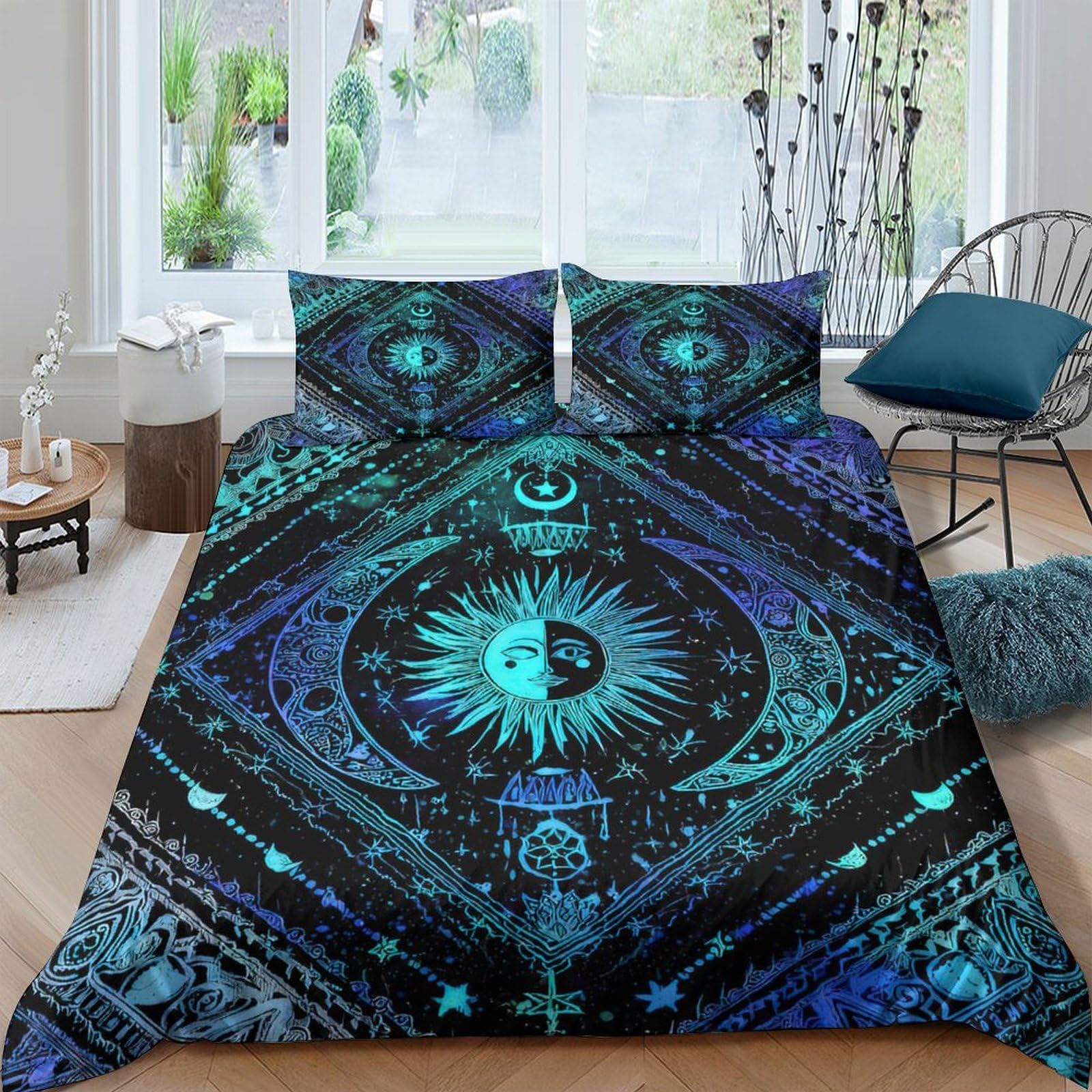 Ctjqhvkz Style-8 3D Printed Mystic Eye Fitted Sheet Microfiber Soft Breathable Celestial Mandala Mattress Cover For Bedroom Dorm Decor Single（135X200cm）