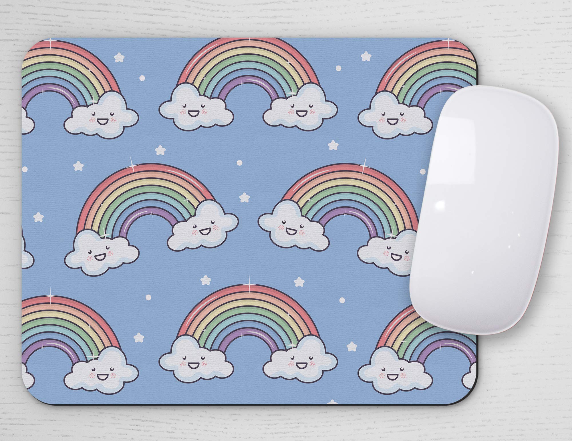 Mouse Pad for Kids, Mousepad for Children, Desk Accessories, Rectangle, Office Decor, Girl Mouse Pad, Boy Mousepad, Study Room (Happy Rainbows)
