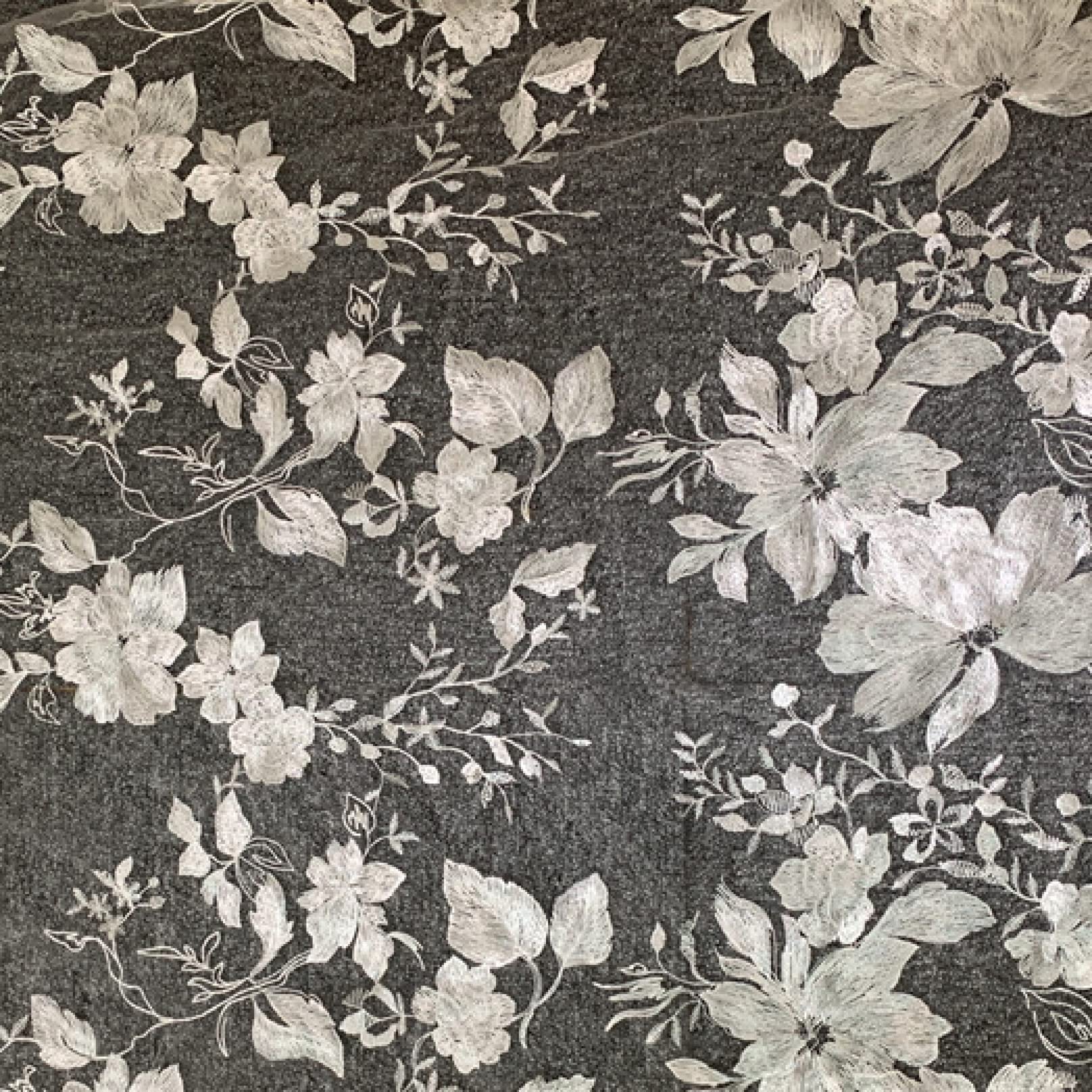 Tissu de dentelle tulle brodé fleurs en polyester