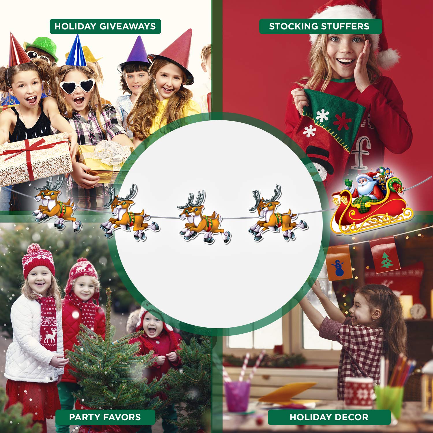 Beistle Luftschlangen mit Weihnachtsmann und Schlitten, 2,4 m, 2 Stück