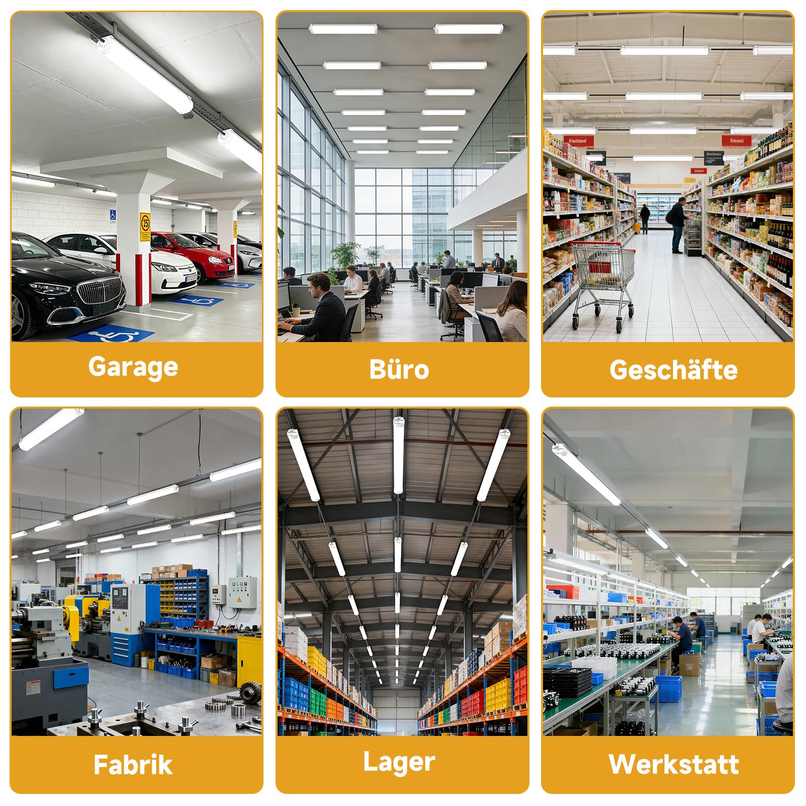 2er Pack LED Feuchtraumleuchte 120cm 36W 4500lm 4000K Neutralweiß IP65 wasserdicht verknüpfbar (bis zu 20 Leuchten) Wannenleuchte für Werkstatt, Keller, Garage