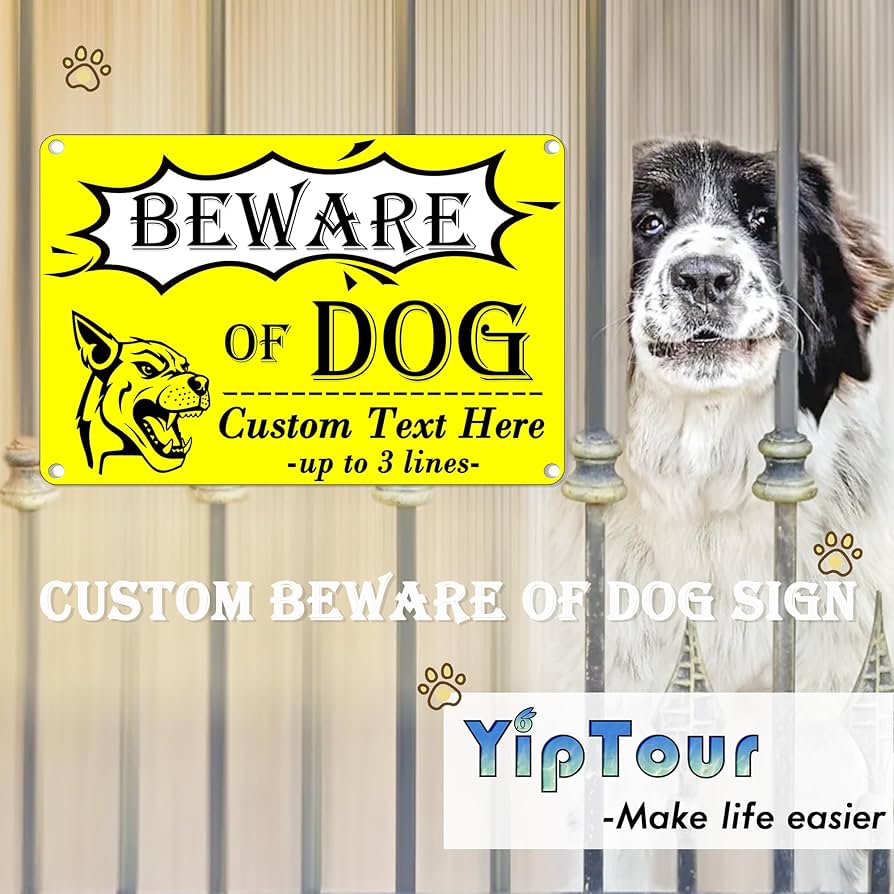 Amazon.com : YIPTOUR Personalized Beware of Dog Sign Funny