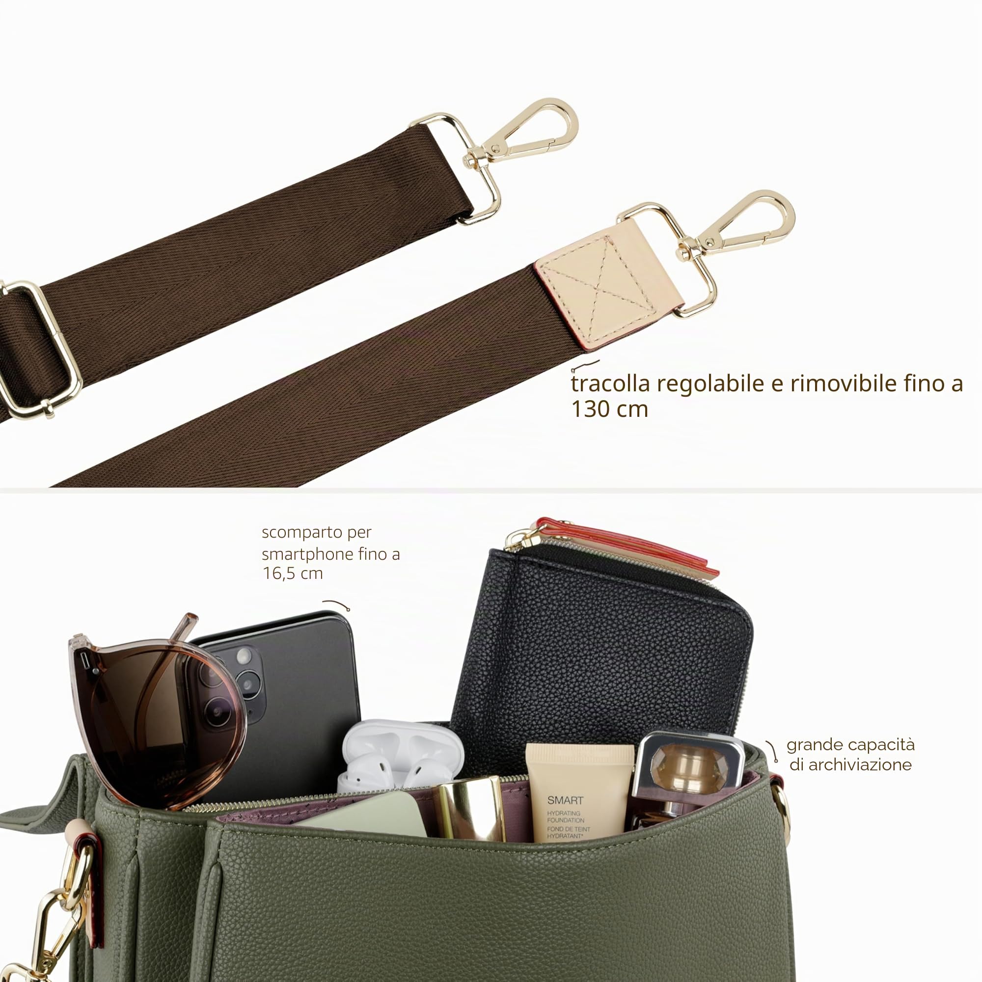 bugatti Ella Classic bag da donna, borsa a tracolla in ecopelle, borsa con manici