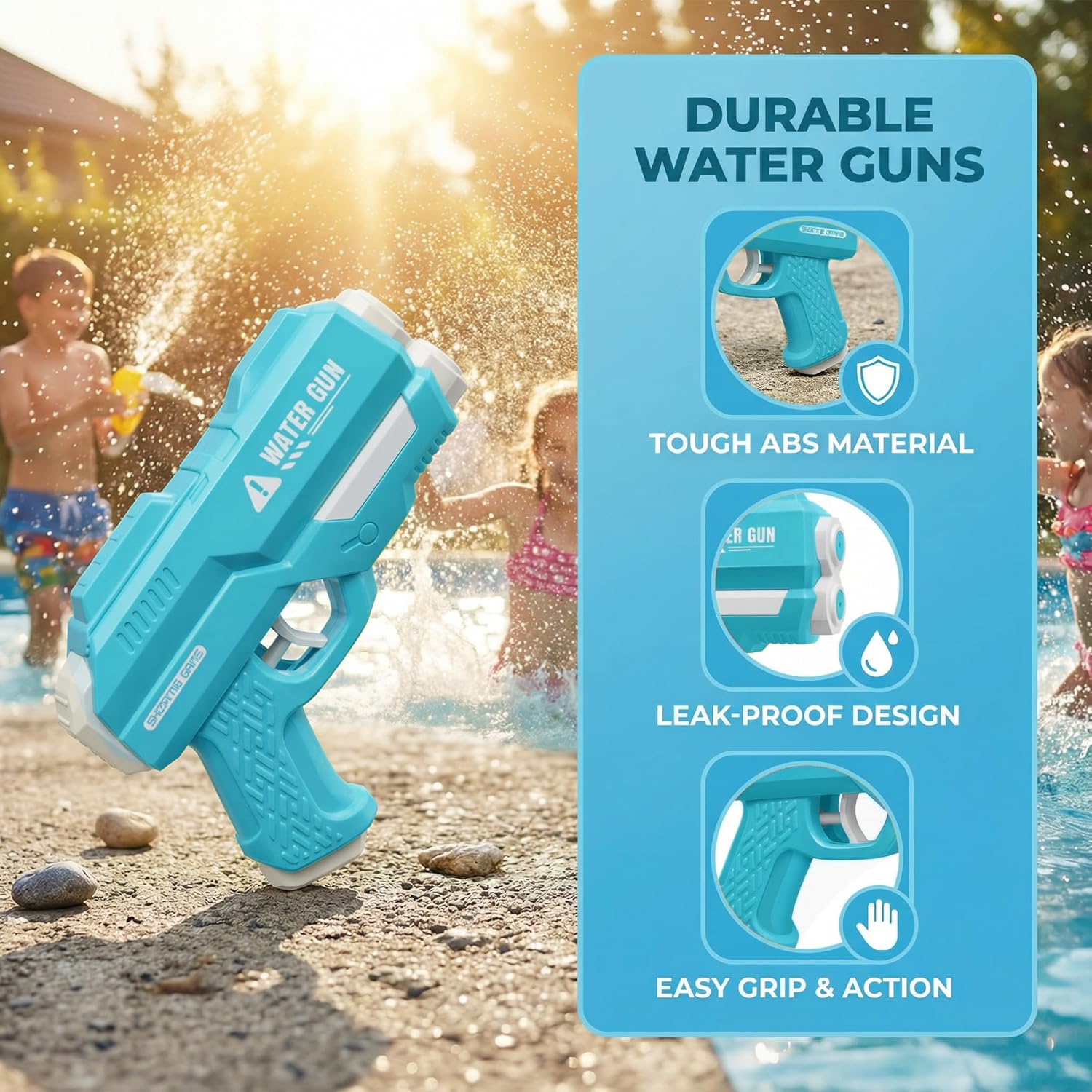 Dsmile Water Guns for Kids, Outdoor Water Toys-2 Pack Dual Nozzles Squirt Guns for Summer Swimming Pool Beach