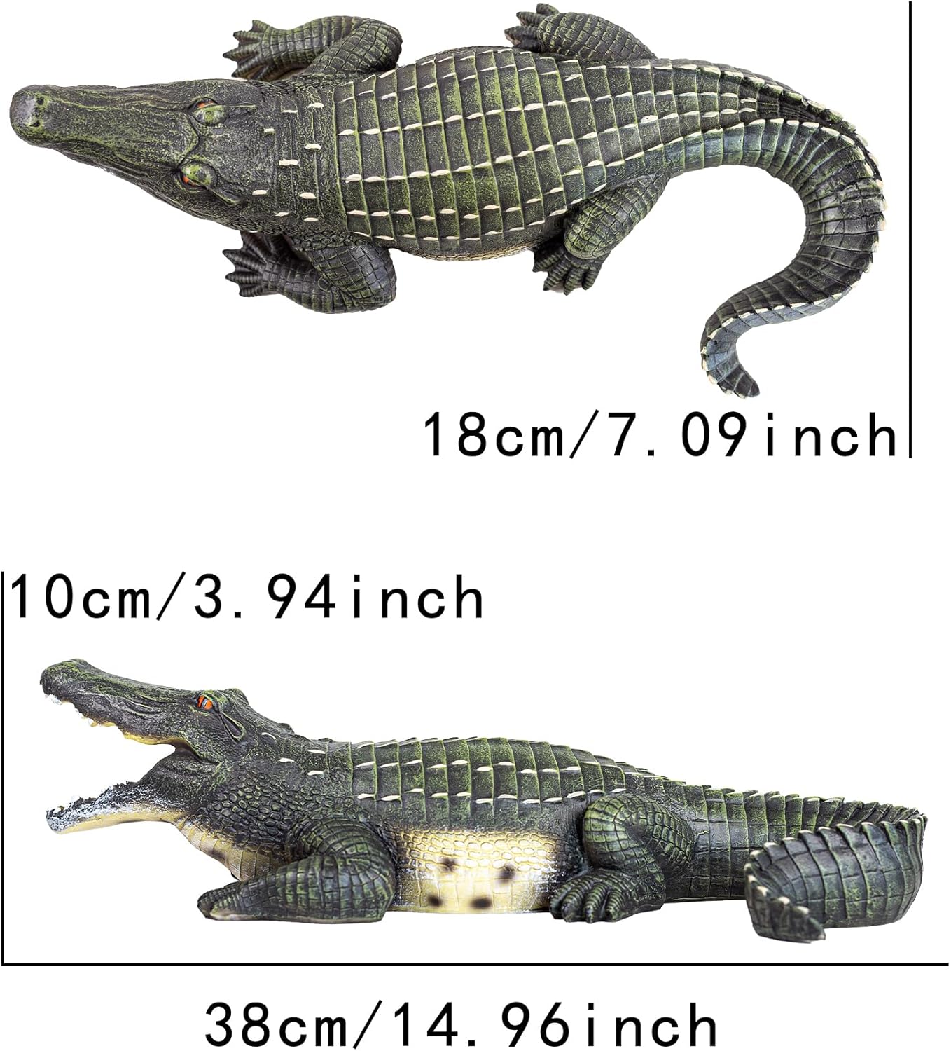 Outdoor Swamp Crocodile - 14.9 Inch Realistic Crocodile Statue, Garden Sculpture Decoration & Alligator Ornament for Yard Lawn, Poolside, Ideal Gift for Gardening Enthusiasts