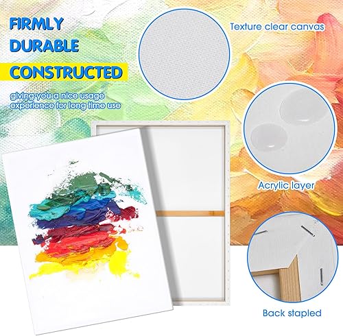 Miniatura 3 de Sherr 6 lienzos de algodón en blanco de 24 x 36 pulgadas para pintar lienzos estirados para pintura al óleo acrílicos