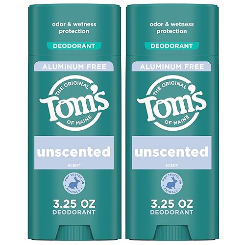 Tom's of Maine Desodorante natural sin perfume para mujeres y hombres, sin aluminio, 3.25 onzas, paquete de 2
