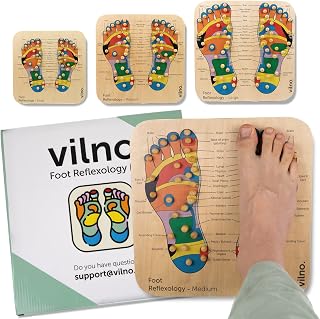 VILNO Foot Reflexology Acupressure Massager Mat - Body Stress & Heel Pain Relief Pad - Acupuncture Trigger & Feet Point Massage Tool - Accupoint Health & Wellness Therapy Plantar Fasciitis Board (M)