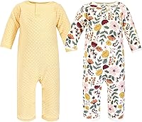 Hudson Baby Unisex Premium Quilted Cotton Coveralls - Cozy 1-Piece Union Suits for Playtime & Sleep 0-24M
