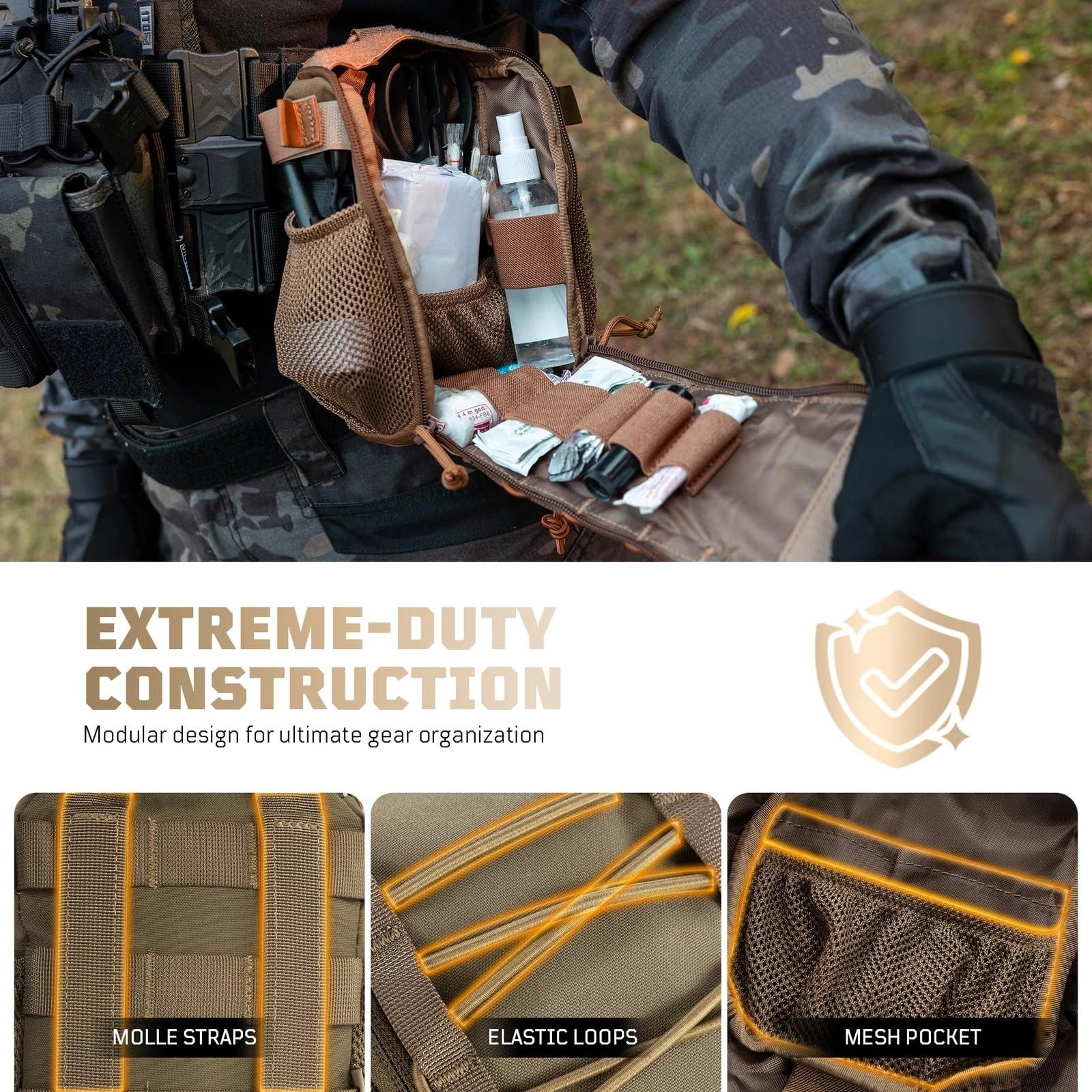 EMT Pouch Molle Ifak - Kit táctico de primeros auxilios médicos, bolsas Molle grandes, bolsa vacía solo para trauma, cintura MED para exteriores
