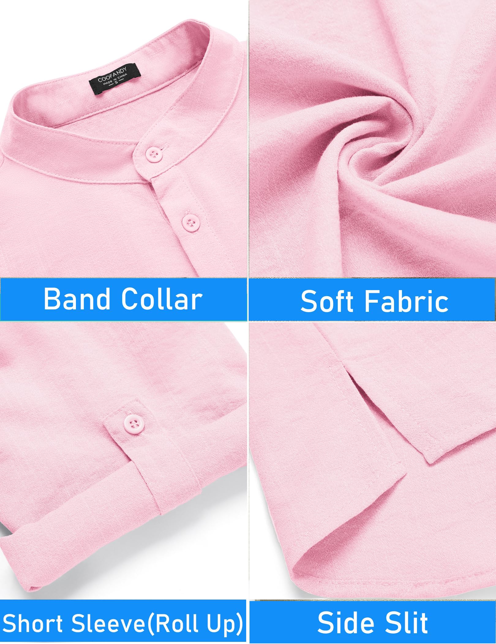 COOFANDY Set da uomo in lino da 2 pezzi, camicia Henley a maniche corte e pantaloncini, estivo, da spiaggia, yoga, abiti abbinati