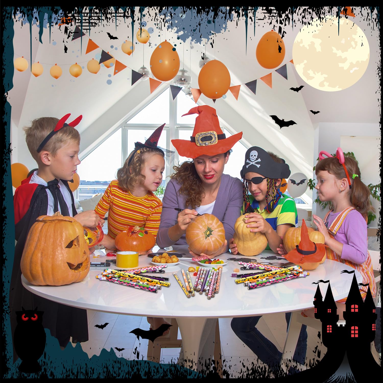 Crayons Halloween Enfants 48 Pieces Fzyisw Lot De 48 Crayon Halloween Pour Enfants, Crayon Accessoires Halloween Enfant