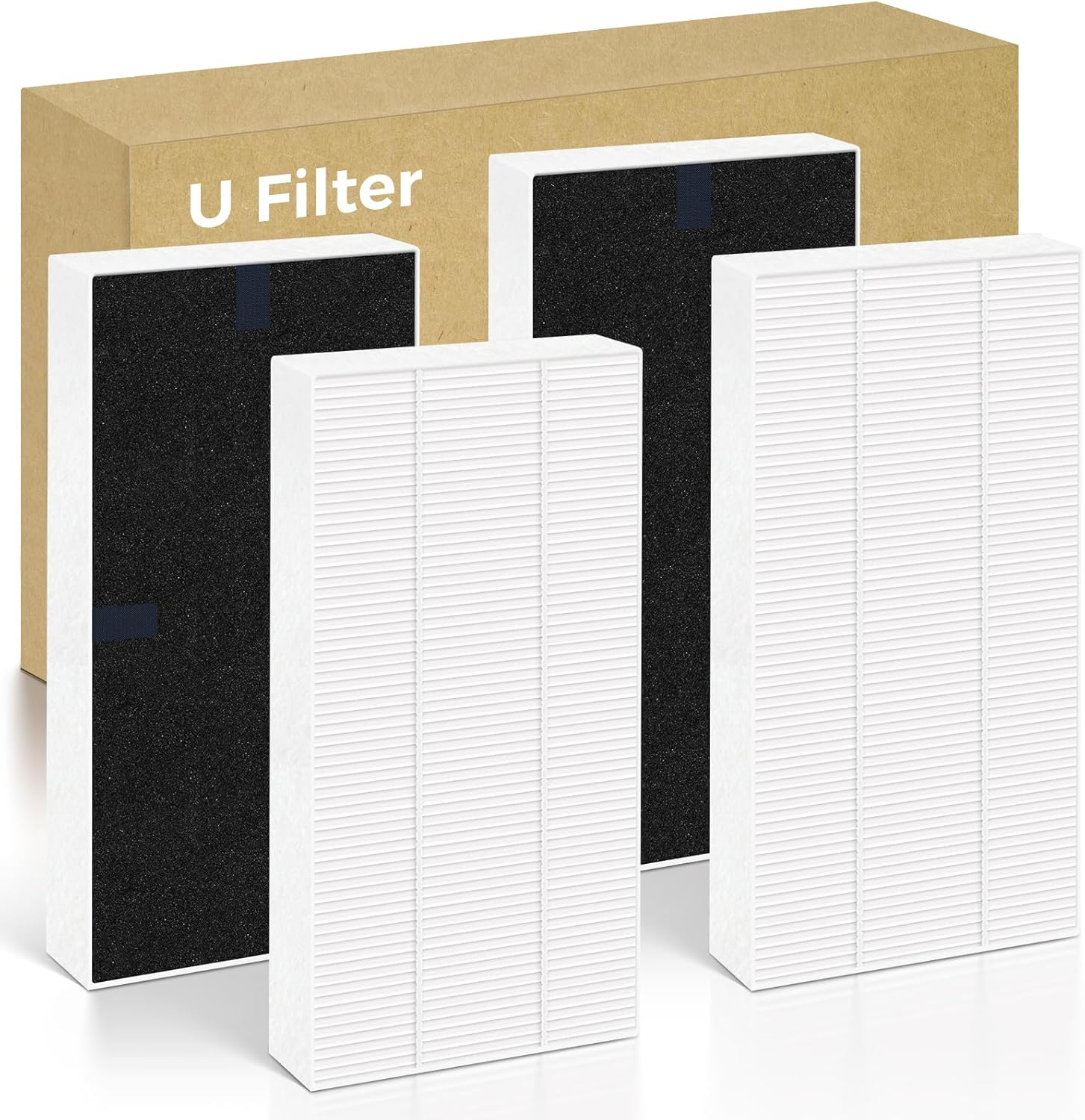 4 PACK U Filter Replacement Compatible with Honeywell HHT270, HHT290 and Compatible with Febreze FRF102B, True HEPA High-Efficiency Activated Carbon Filter for Home Large Room