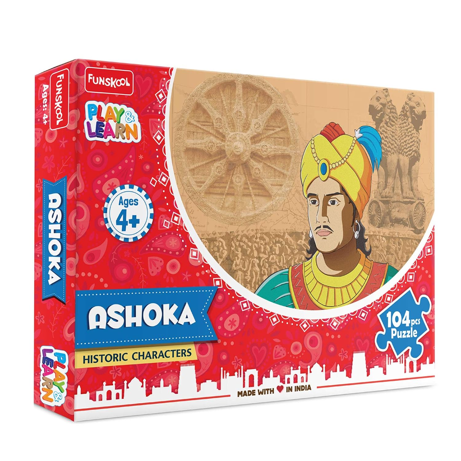 Funskool – Play & Learn-Ashoka,Educational,104 Pieces,Puzzle,for 4 Year Old Kids and above,Toy,Multicolor