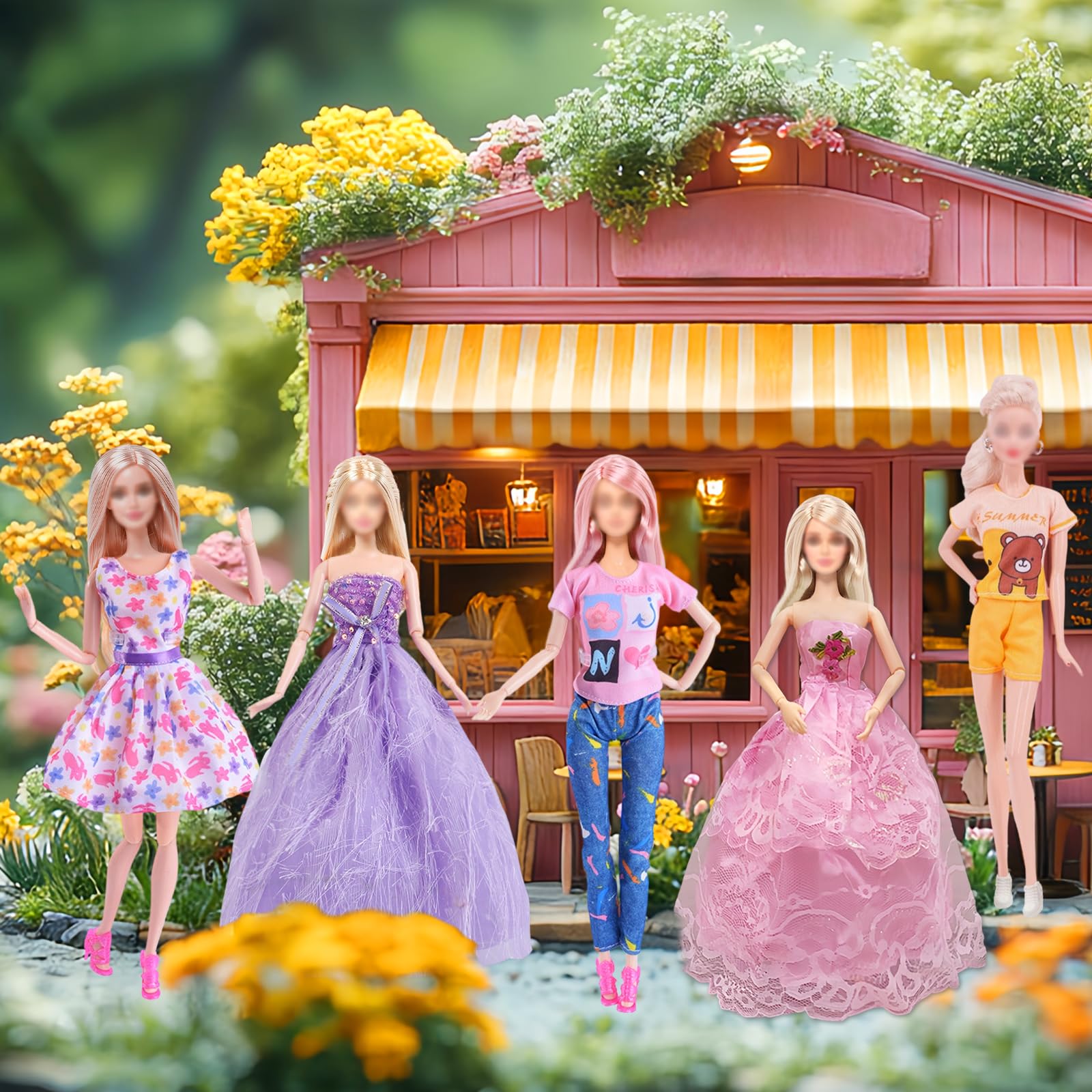 16 vestiti per bambole da 29 cm, compatibili con Barbie, confezione alla moda, 10 accessori inclusi 2 abiti da sera, 2 abiti, 3 set di abbigliamento quotidiano 3 set di abbigliamento estivo leggero