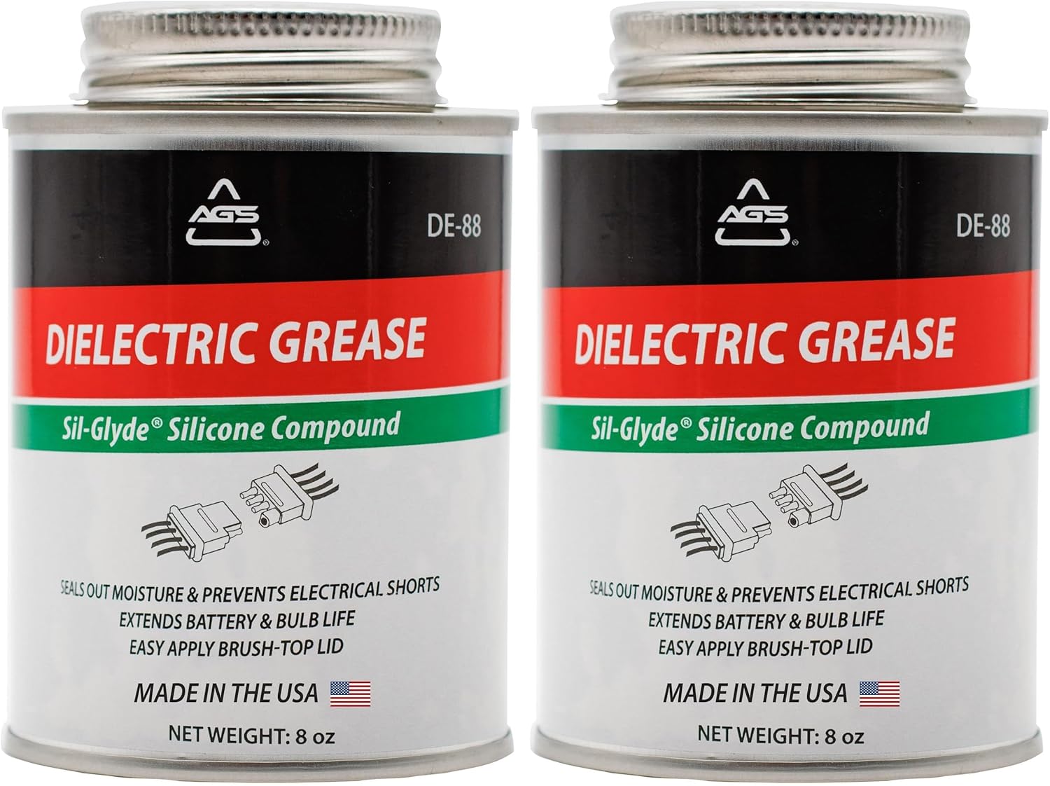 AGS Automotive Solutions Brush Top Can Dielectric Silicone Grease Compound for All Electrical Components and Connectors, 8 oz, Percise and Easy Application