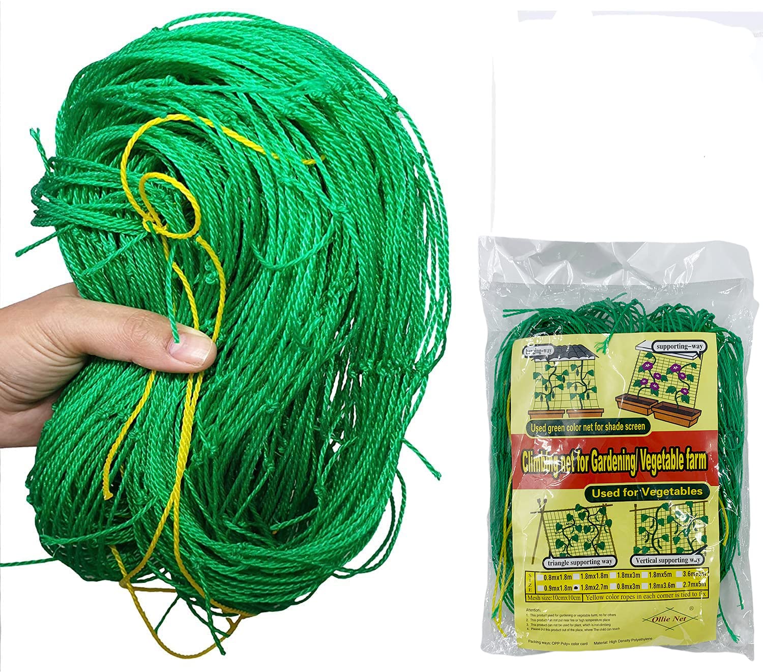 Garden Trellis Netting – 1.8m X 3.6m Nylon Mesh With 50 Plant Ties, 10x10cm Grid For Climbing Vegetables & Flowers-1176754