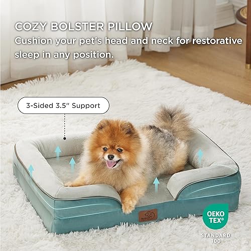 Miniatura 149 de Bedsure - Cama ortopédica XXL para perros, sofá cama lavable para perros gigantes, espuma de soporte con funda extraíble y lavable, forro Marrón