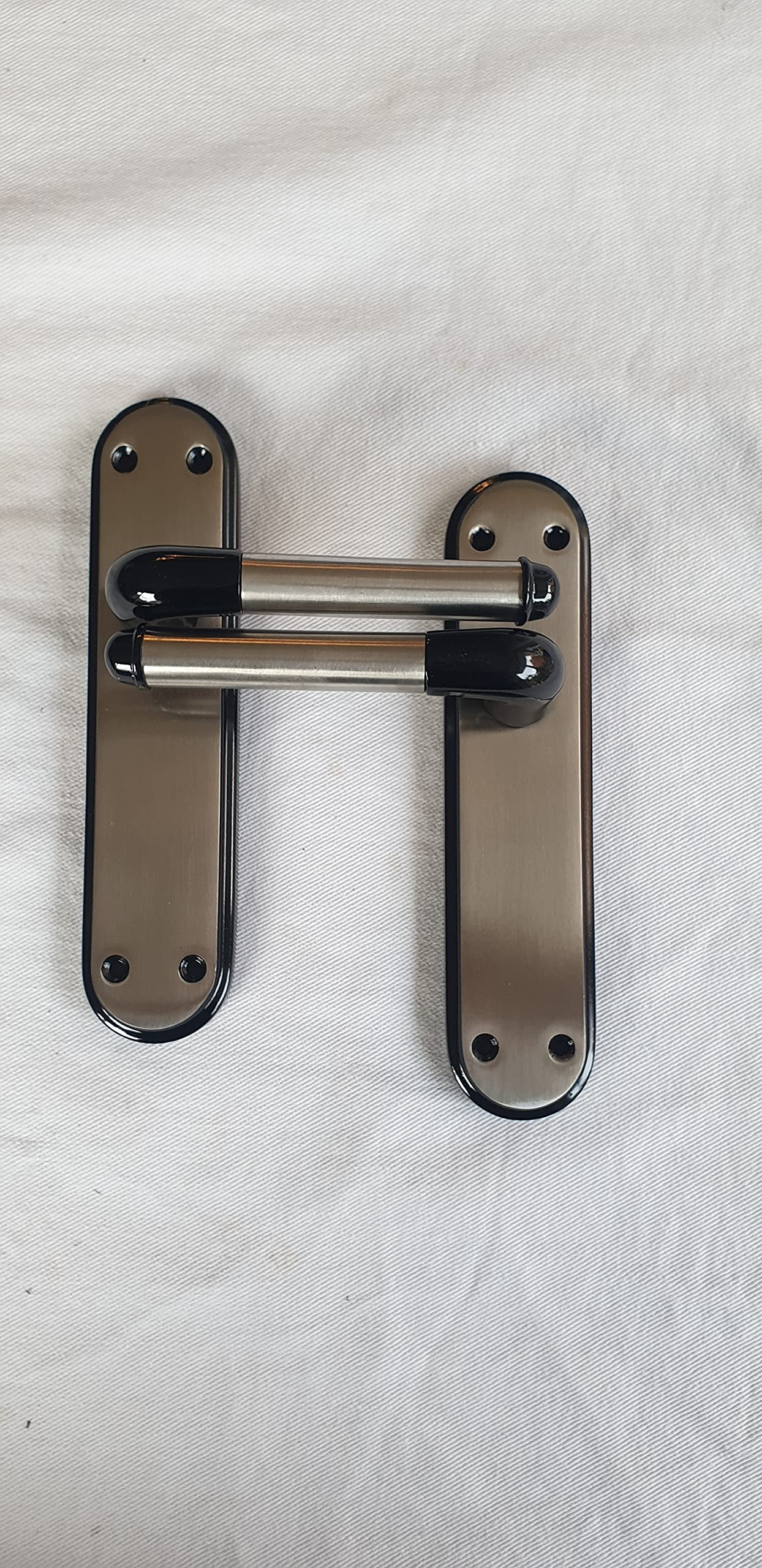 Door Handles Interior Lever Latch Marina Deluxe Sleek Modern Duo Two Tone (Black Nickle/Satin Nickle)