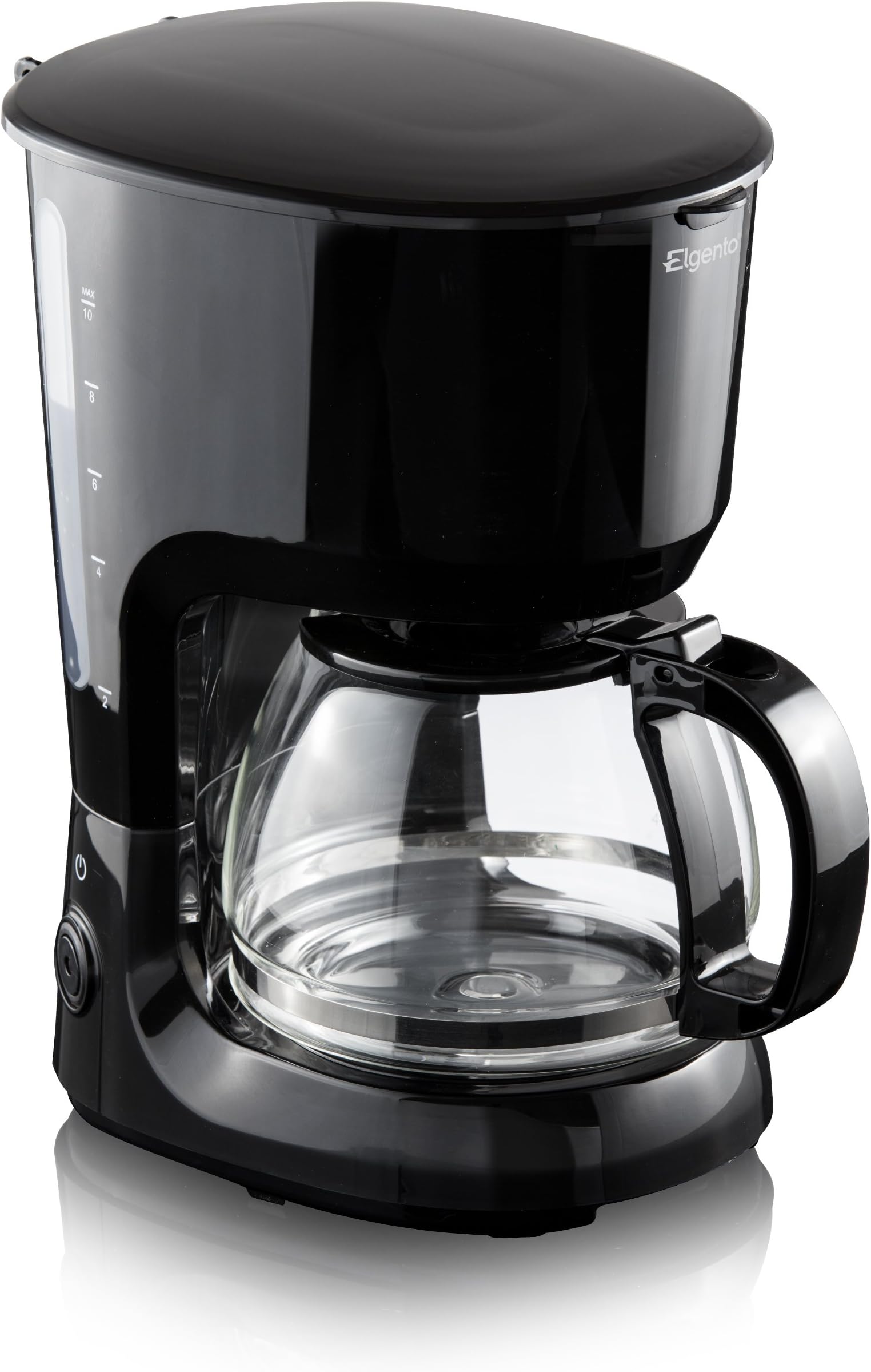 Elgento E13007N 10 Cup Coffee Maker with Anti-Drip and Keep Warm Functions, Elegant Filter Design with Handle, 750 W, 1.25 Litre, Black
