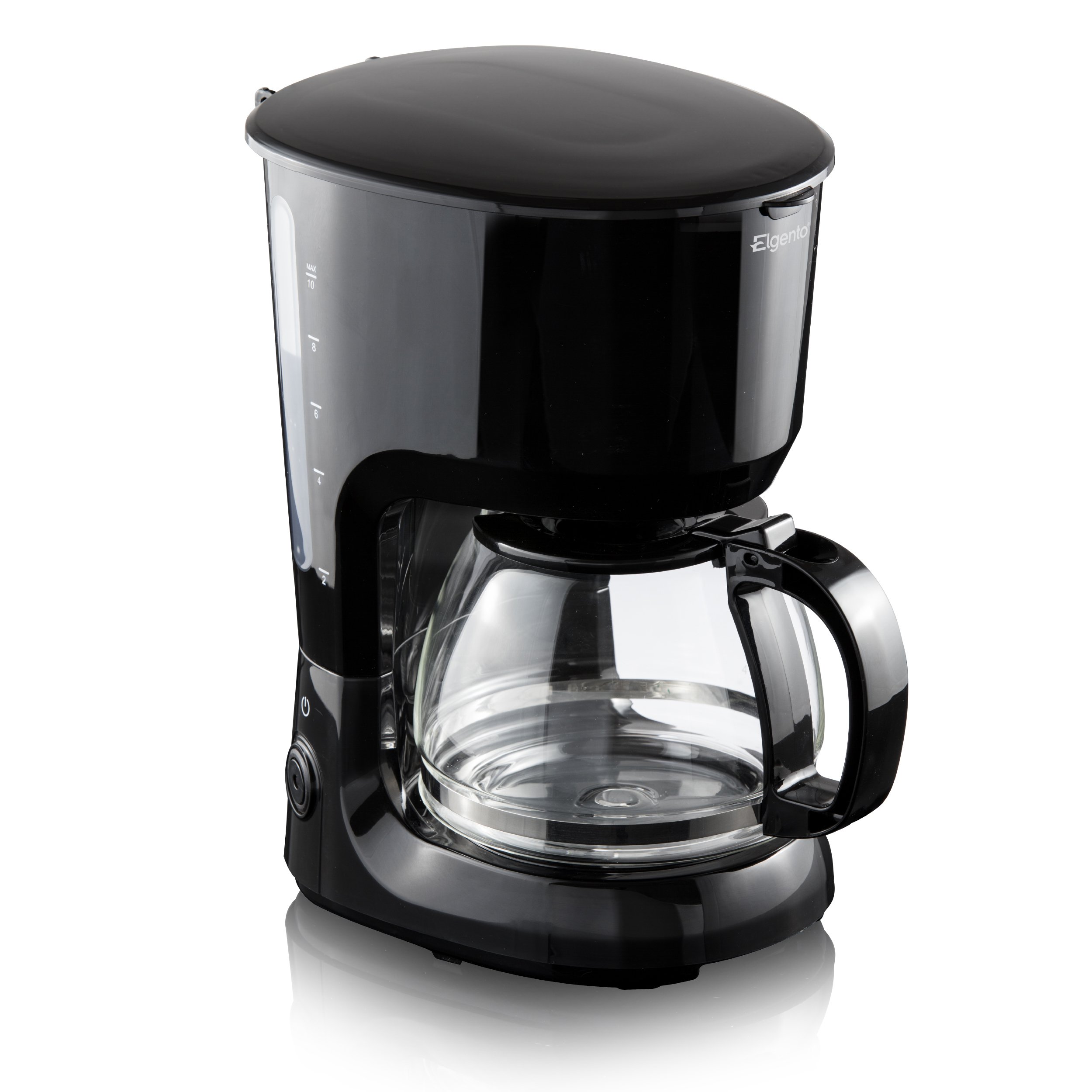 Elgento E13007N 10 Cup Coffee Maker with Anti-Drip and Keep Warm Functions, Elegant Filter Design with Handle, 750 W, 1.25 Litre, Black