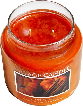 Village Candle Spiced Pumpkin Large Apothecary Jar, Scented Candle, 21.25 oz.