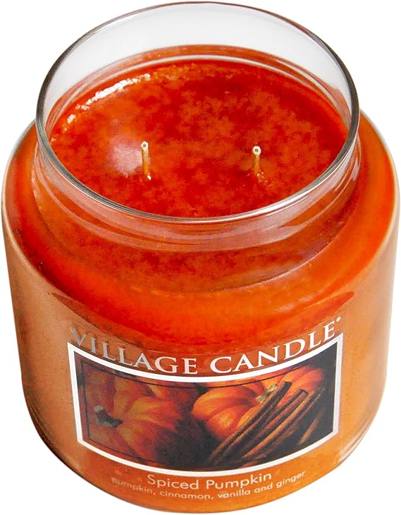 Village Candle Spiced Pumpkin Large Apothecary Jar, Scented Candle, 21.25 oz.